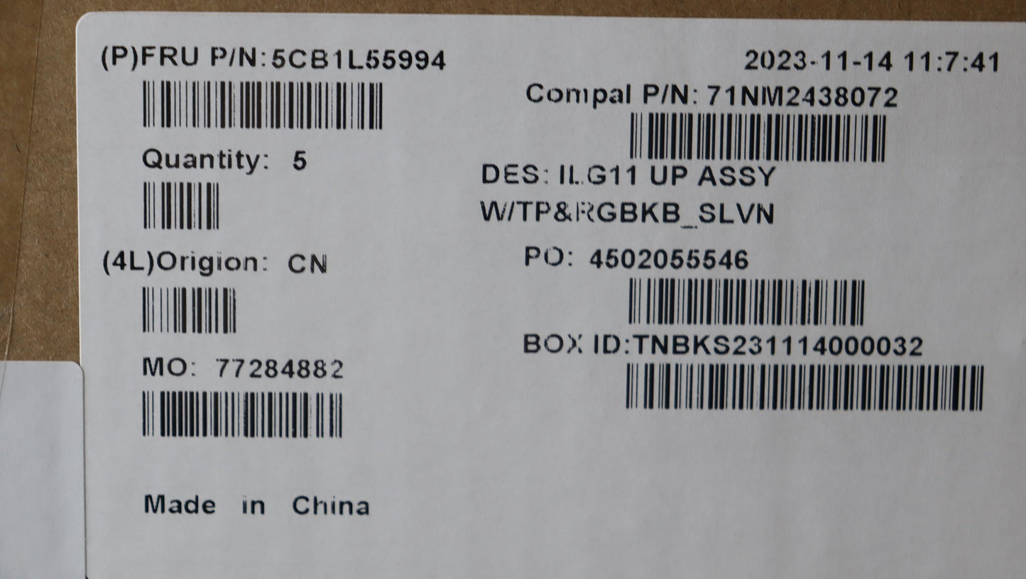 Lenovo Cover Upper Case Assembly Slv - 5CB1L55994