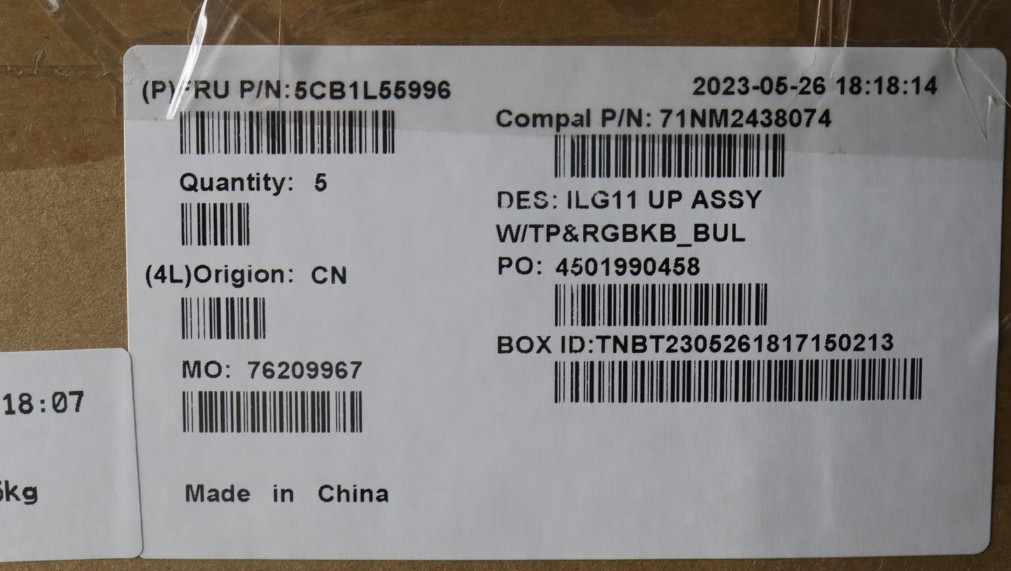 Lenovo Cover Upper Case Assembly Bul - 5CB1L55996