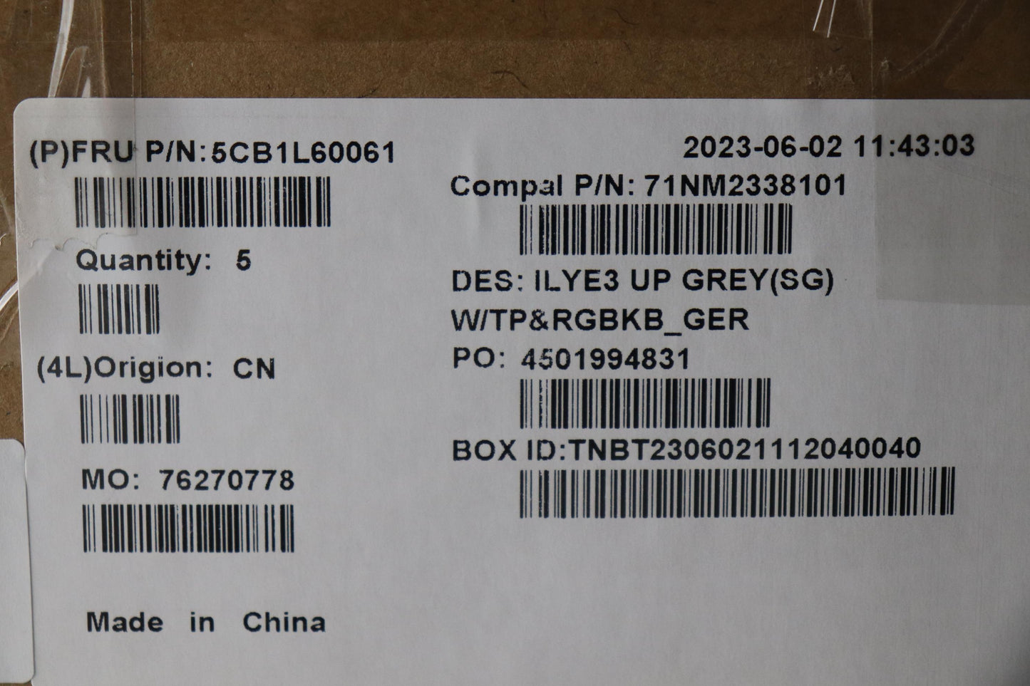 Lenovo Cover Upper Case Assembly Ger - 5CB1L60061