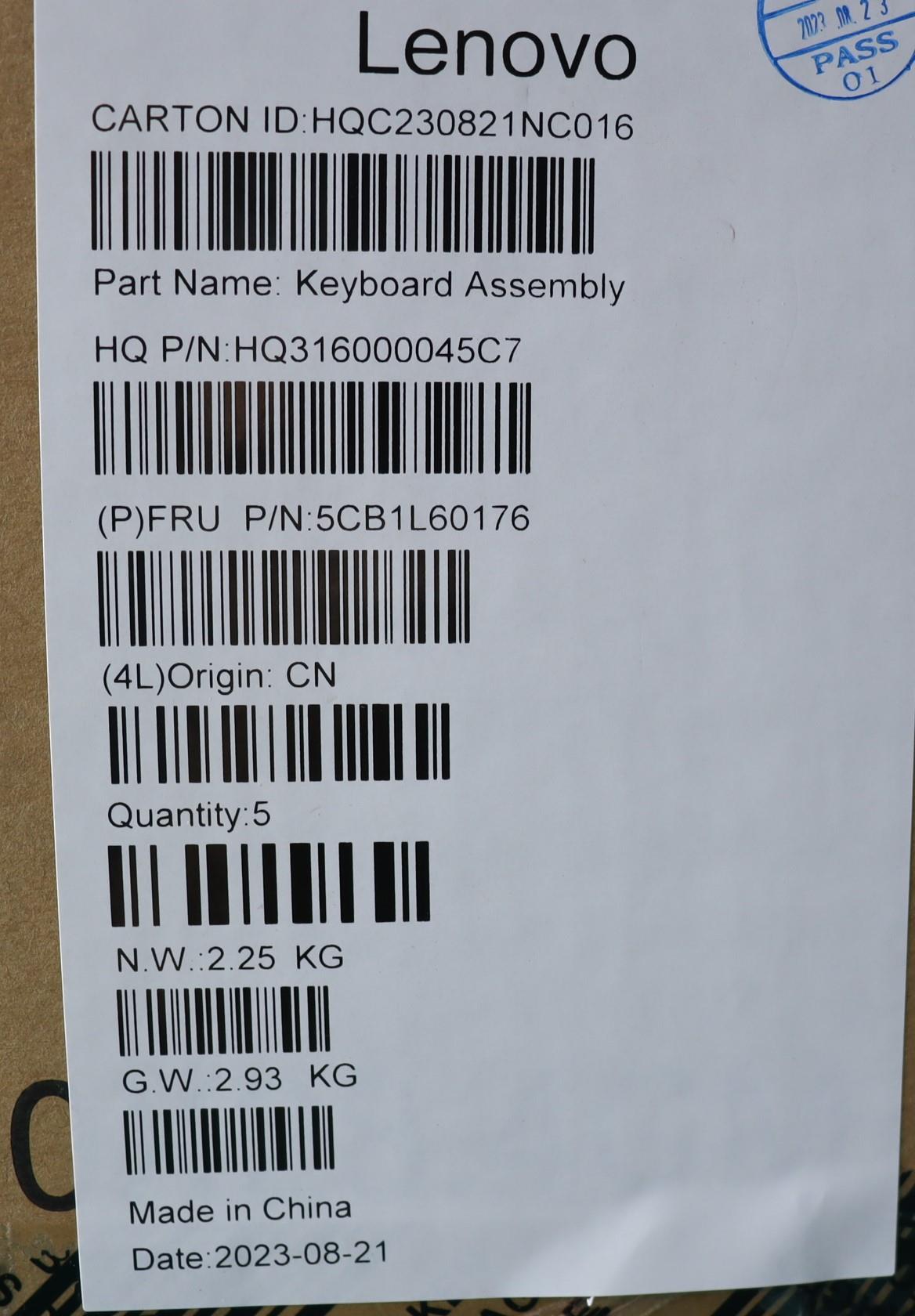 Lenovo Cover Upper Case Assembly Euro - 5CB1L60176