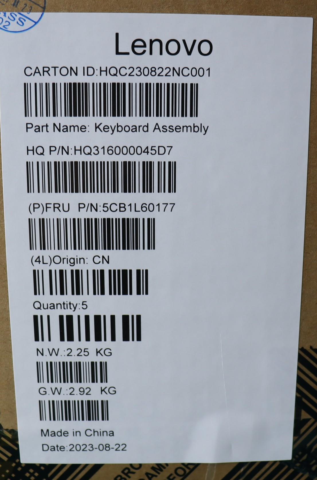 Lenovo Cover Upper Case Assembly Fra_ - 5CB1L60177