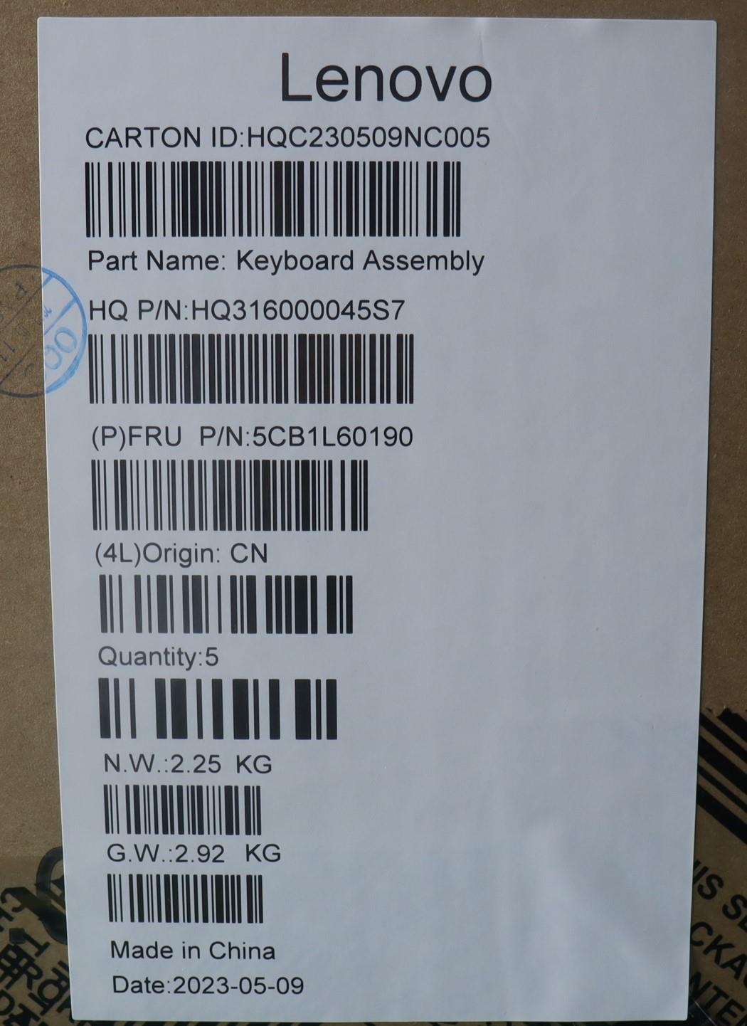 Lenovo Cover Upper Case Assembly Nord - 5CB1L60190