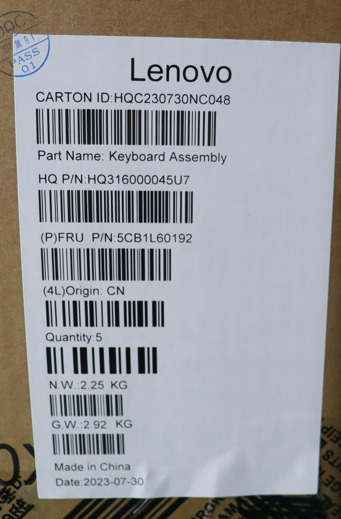 Lenovo Cover Upper Case Assembly Rus_ - 5CB1L60192