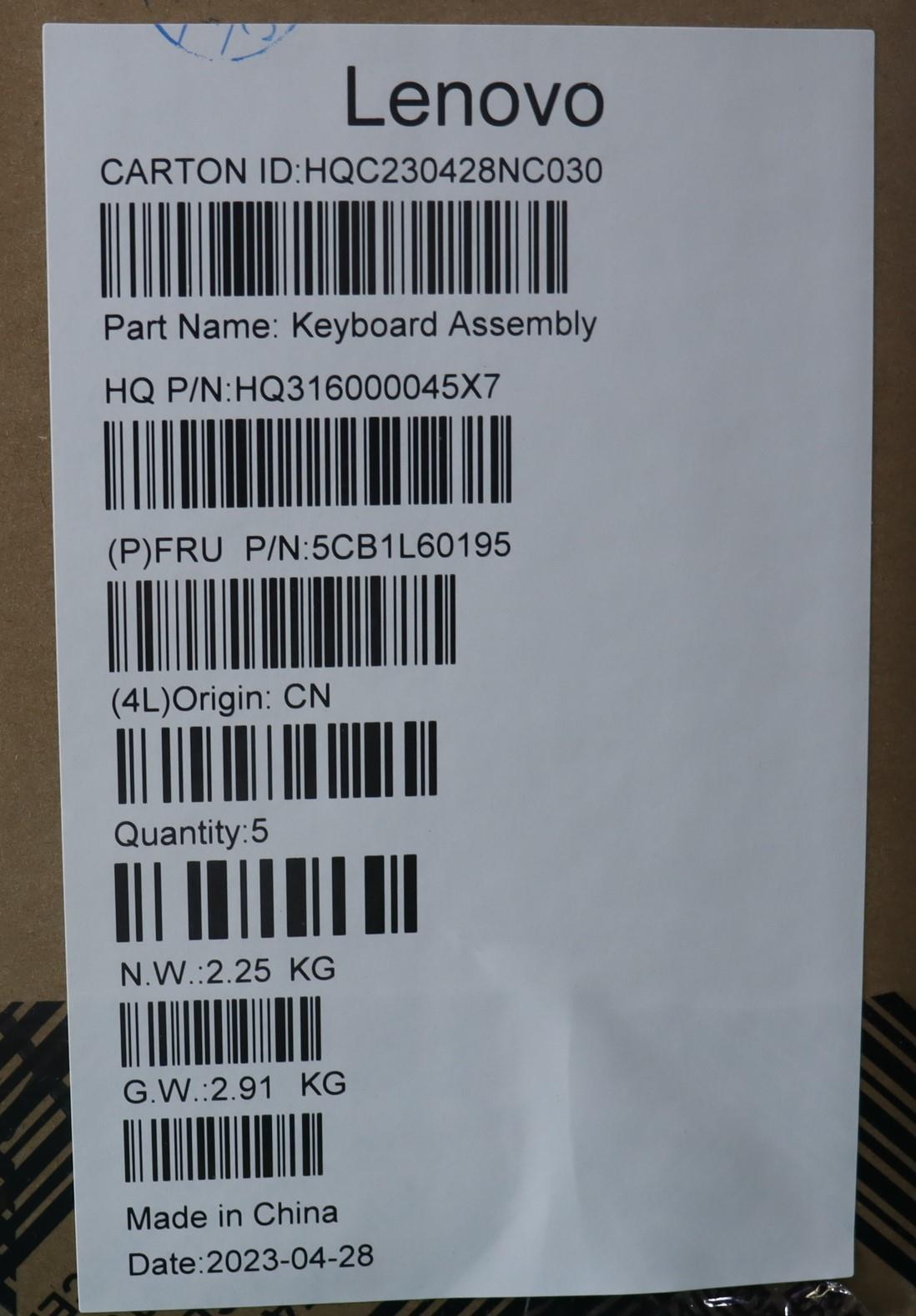 Lenovo Cover Upper Case Assembly Sws_ - 5CB1L60195