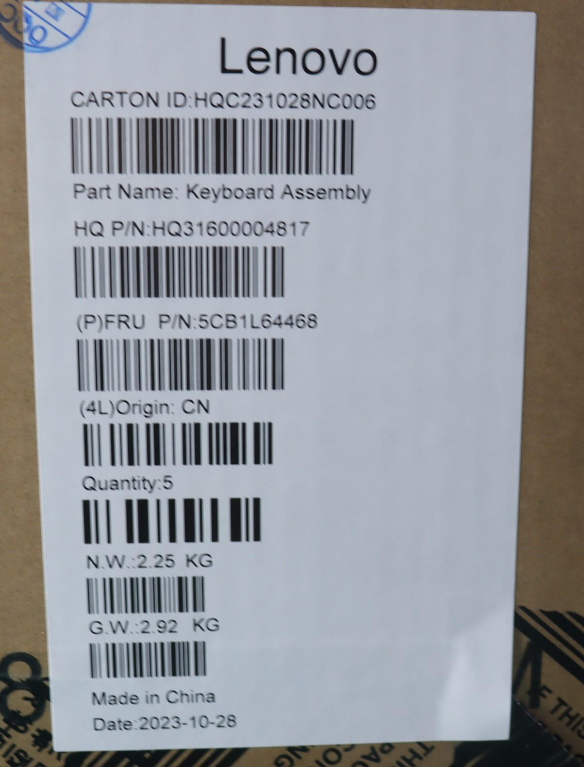 Lenovo Cover Upper Case Assembly Euro - 5CB1L64468
