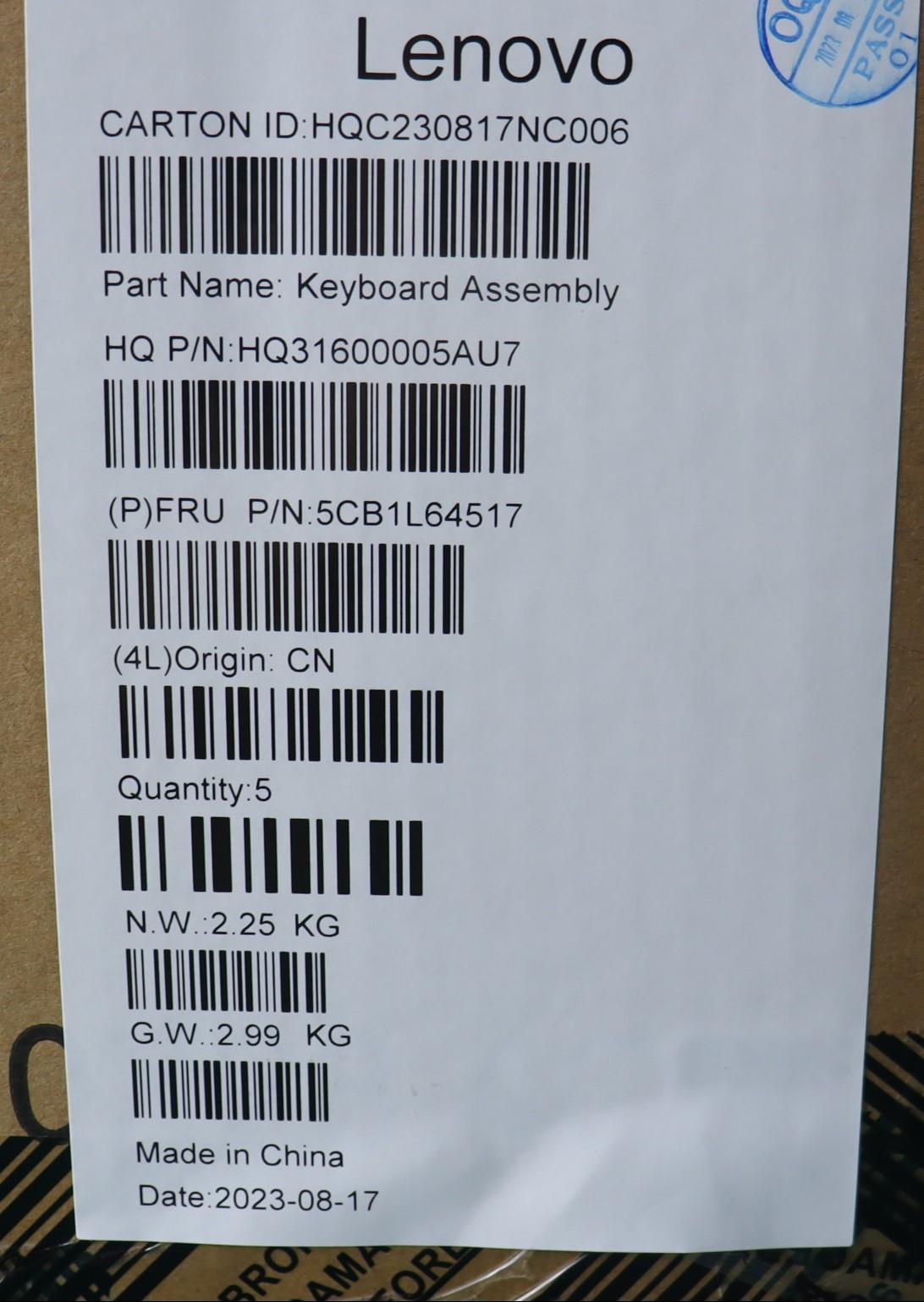 Lenovo Cover Upper Case Assembly Slv_ - 5CB1L64517