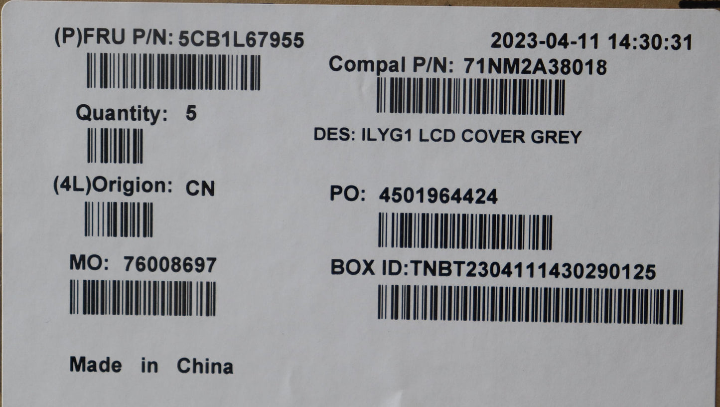 Lenovo Cover Lcd Cover C 82Y3 Grey - 5CB1L67955