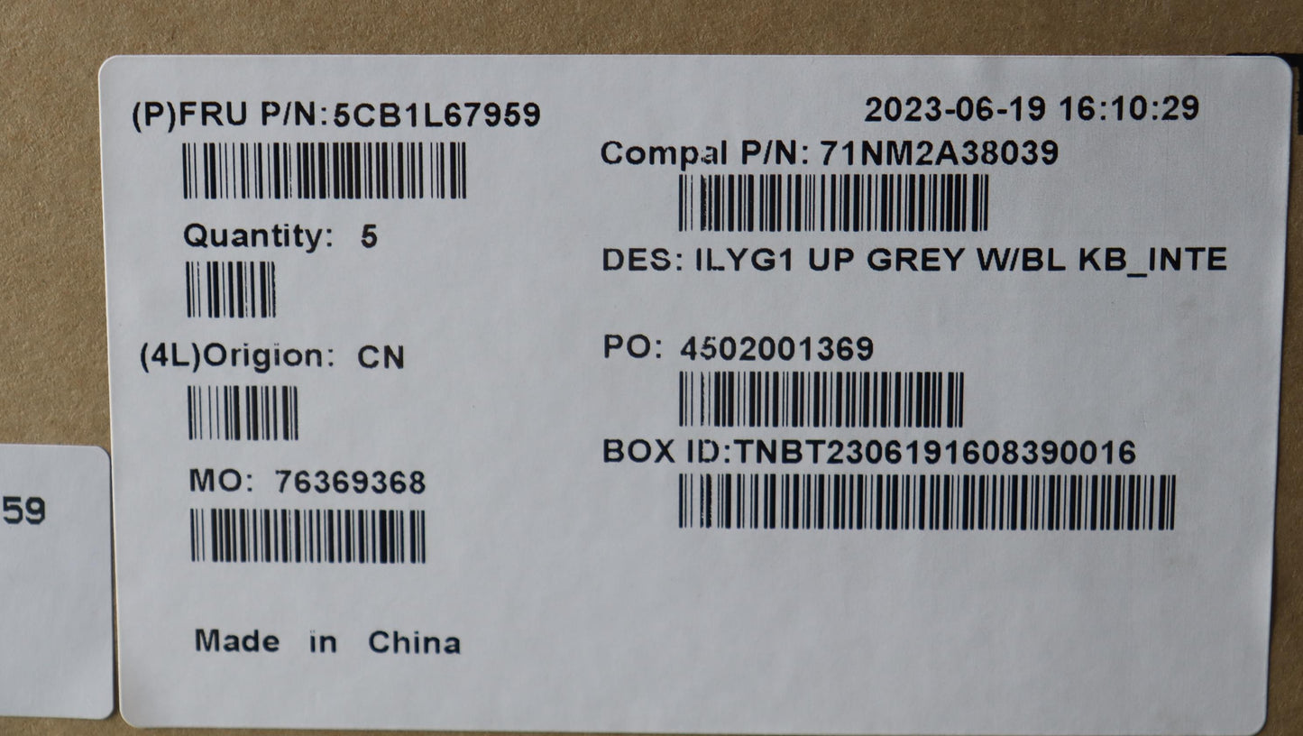 Lenovo Cover Upper Case Assembly Euro - 5CB1L67959
