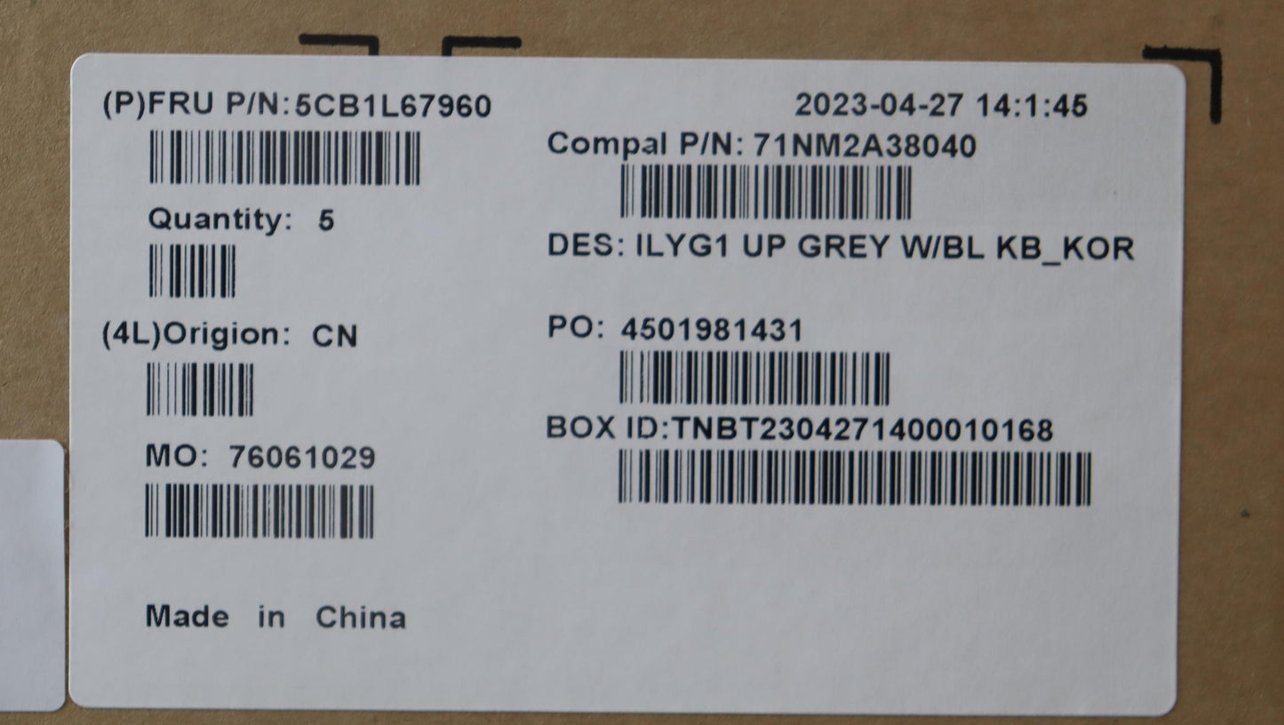 Lenovo Cover Upper Case Assembly Kor - 5CB1L67960