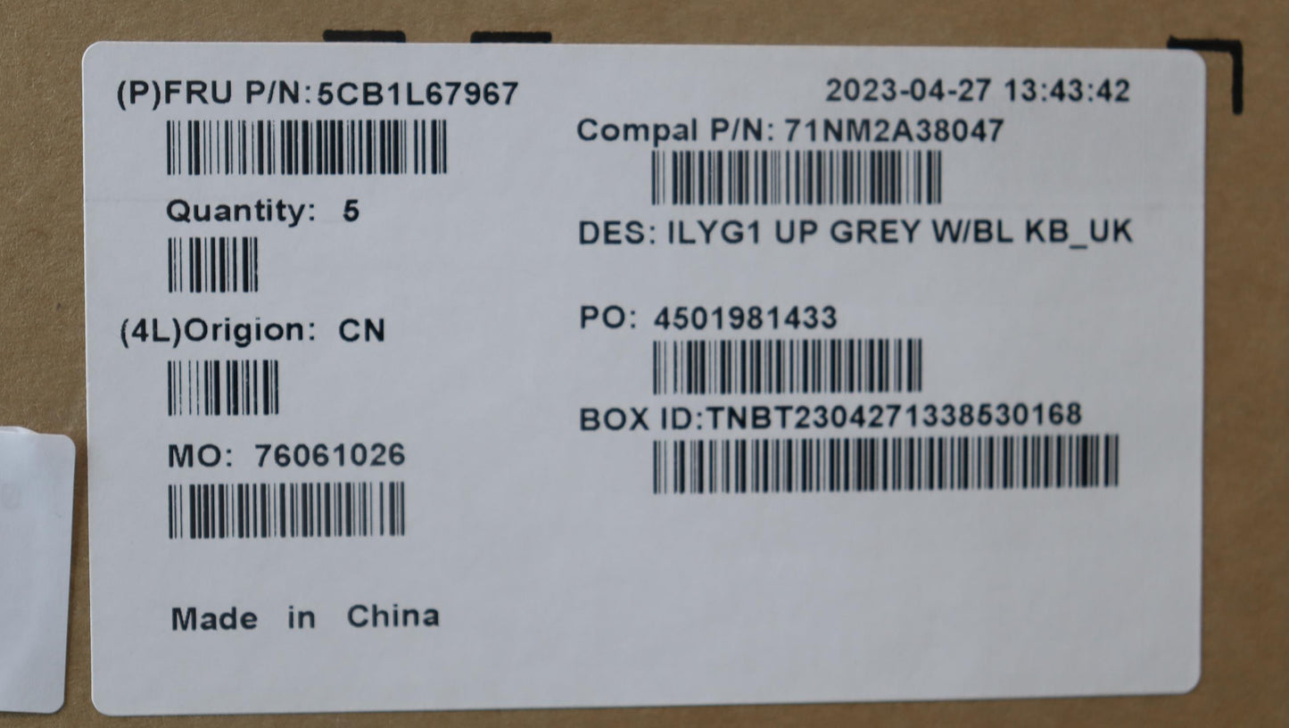 Lenovo Cover Upper Case Assembly Uke - 5CB1L67967