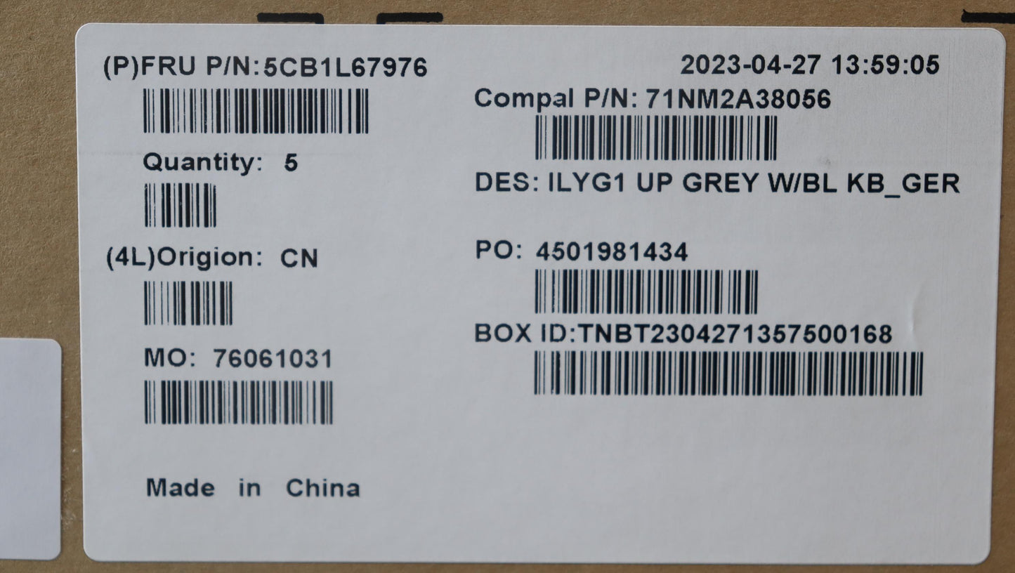 Lenovo Cover Upper Case Assembly Ger - 5CB1L67976