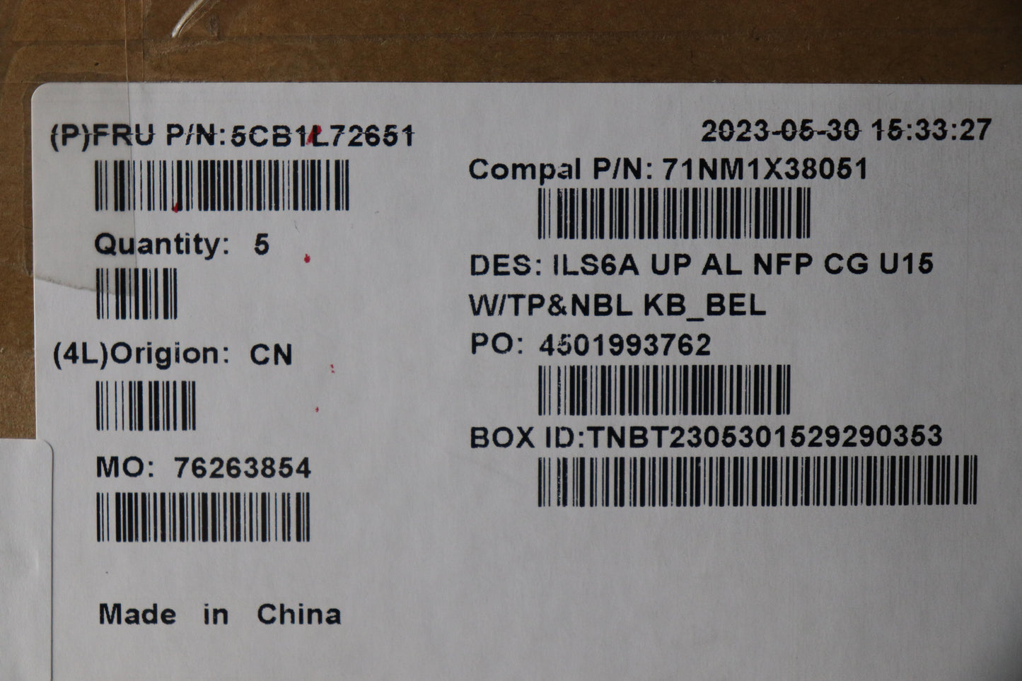 Lenovo Cover Upcase_Bel C82Xg Nfp Cg - 5CB1L72651