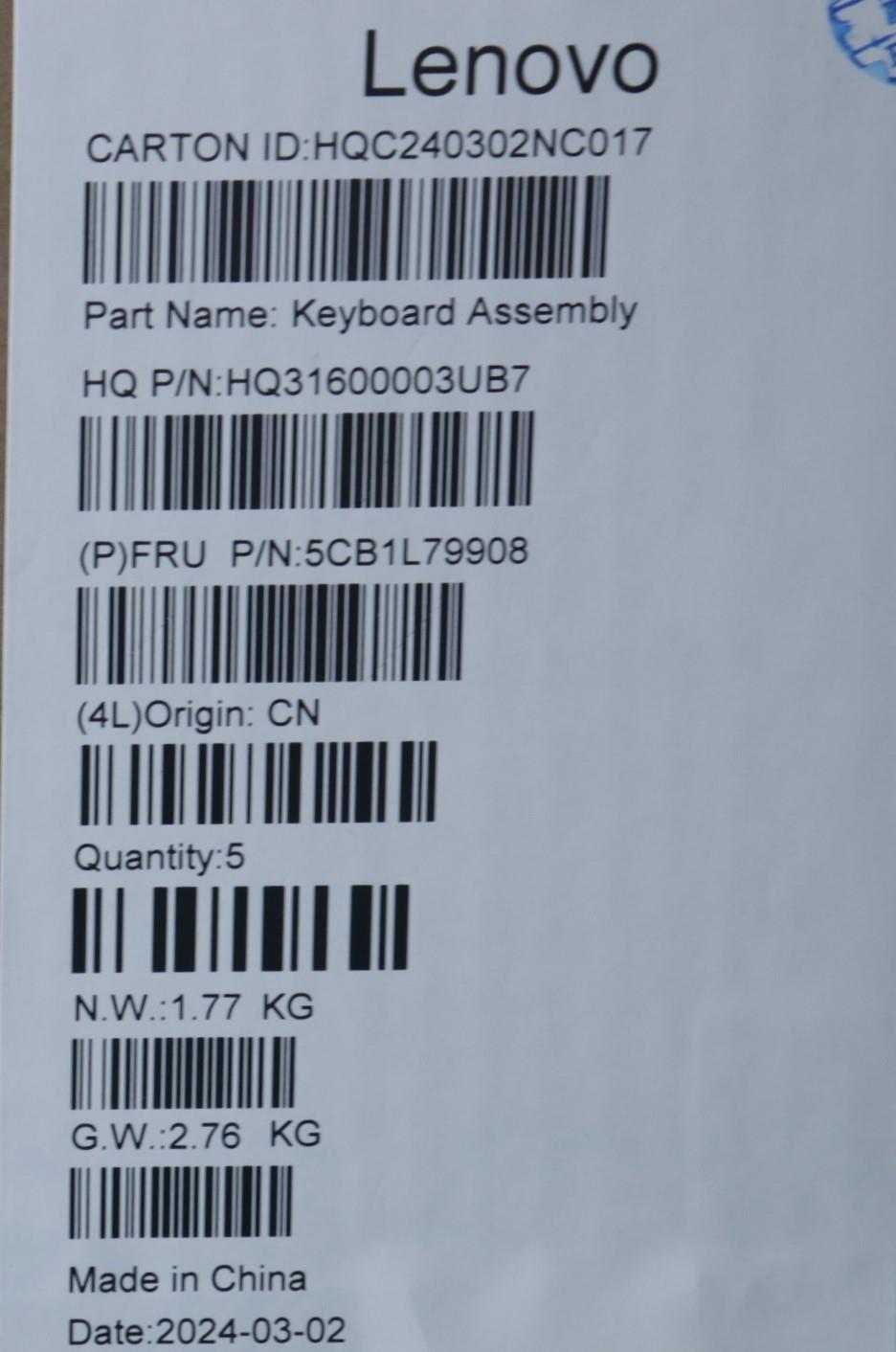 Lenovo Cover Upper Case Assembly Fra/ - 5CB1L79908