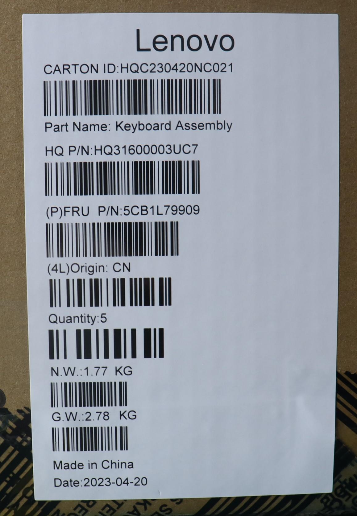 Lenovo Cover Upper Case Assembly Fra/ - 5CB1L79909