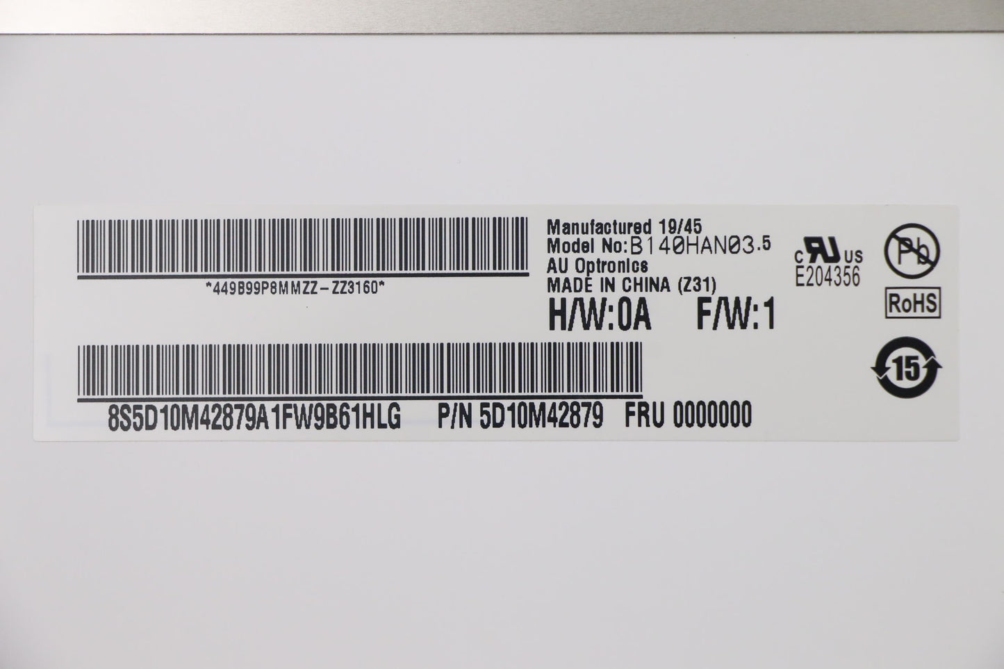 Lenovo 14" Full HD Anti-Glare LCD Panel by AU Optronics - 5D10M42879