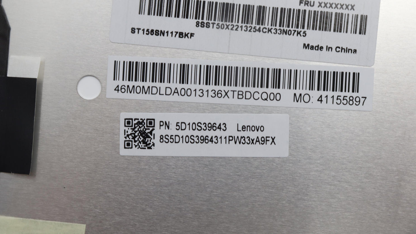 Lenovo 15.6" FHD Touch LCD Module, Glare, IPS, 250 nits, 45% NTSC Color Gamut - 5D10S39643