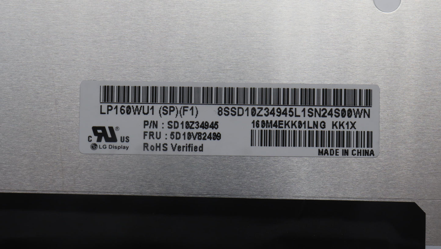 Lenovo 16" WUXGA Display, Non-Touch, Anti-Glare, IPS, 300 nits, 45% NTSC - 5D10V82409