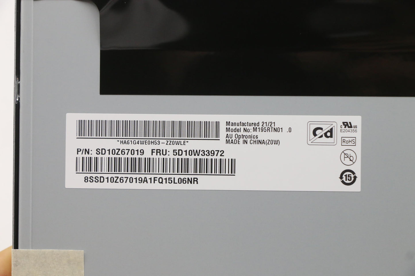 Lenovo Display Auo 19.5W Tn M195Rtn01 - 5D10W33972