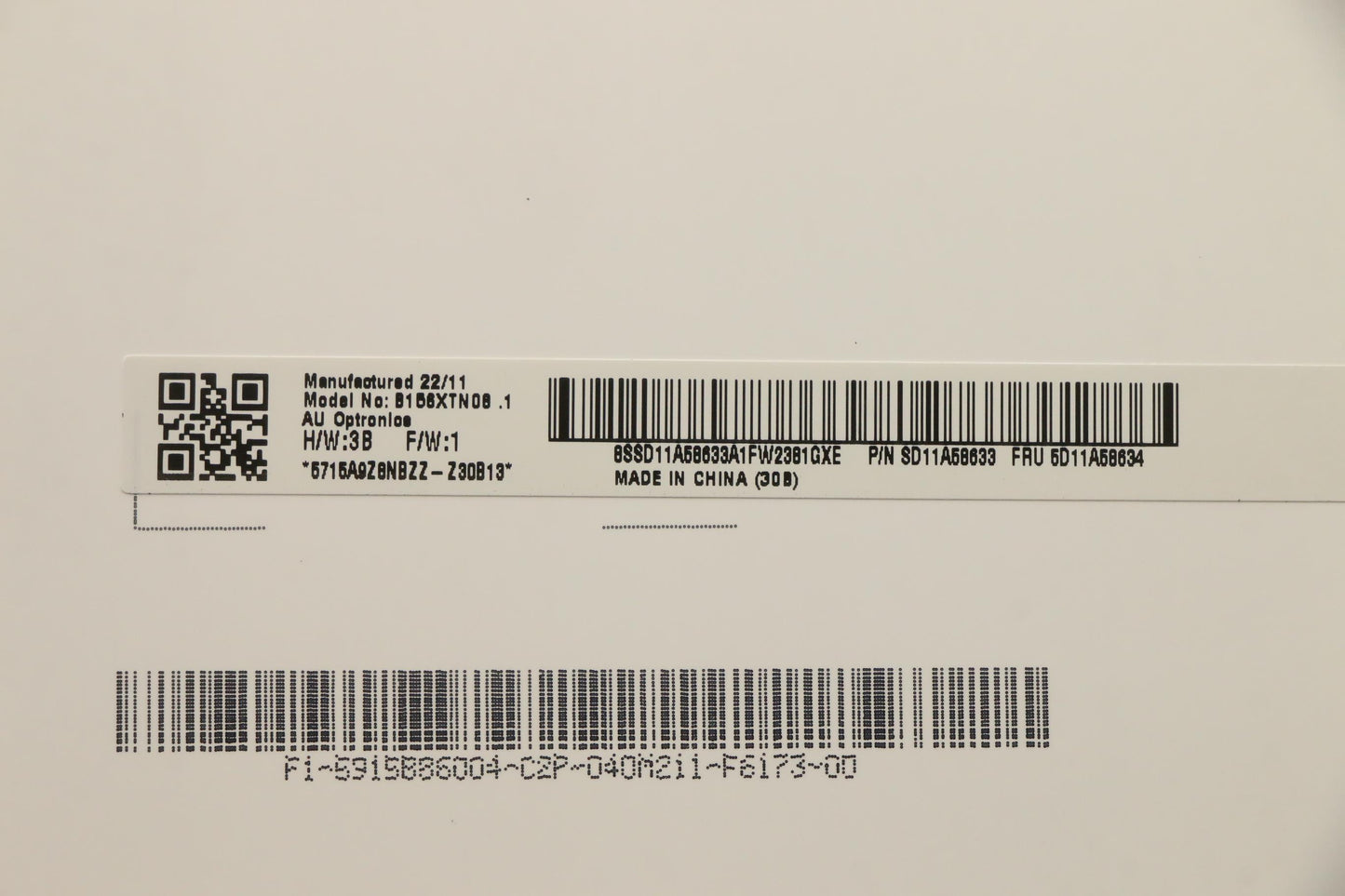 Lenovo Display Fru Au B156Xtn08.1 3B - 5D11A58634