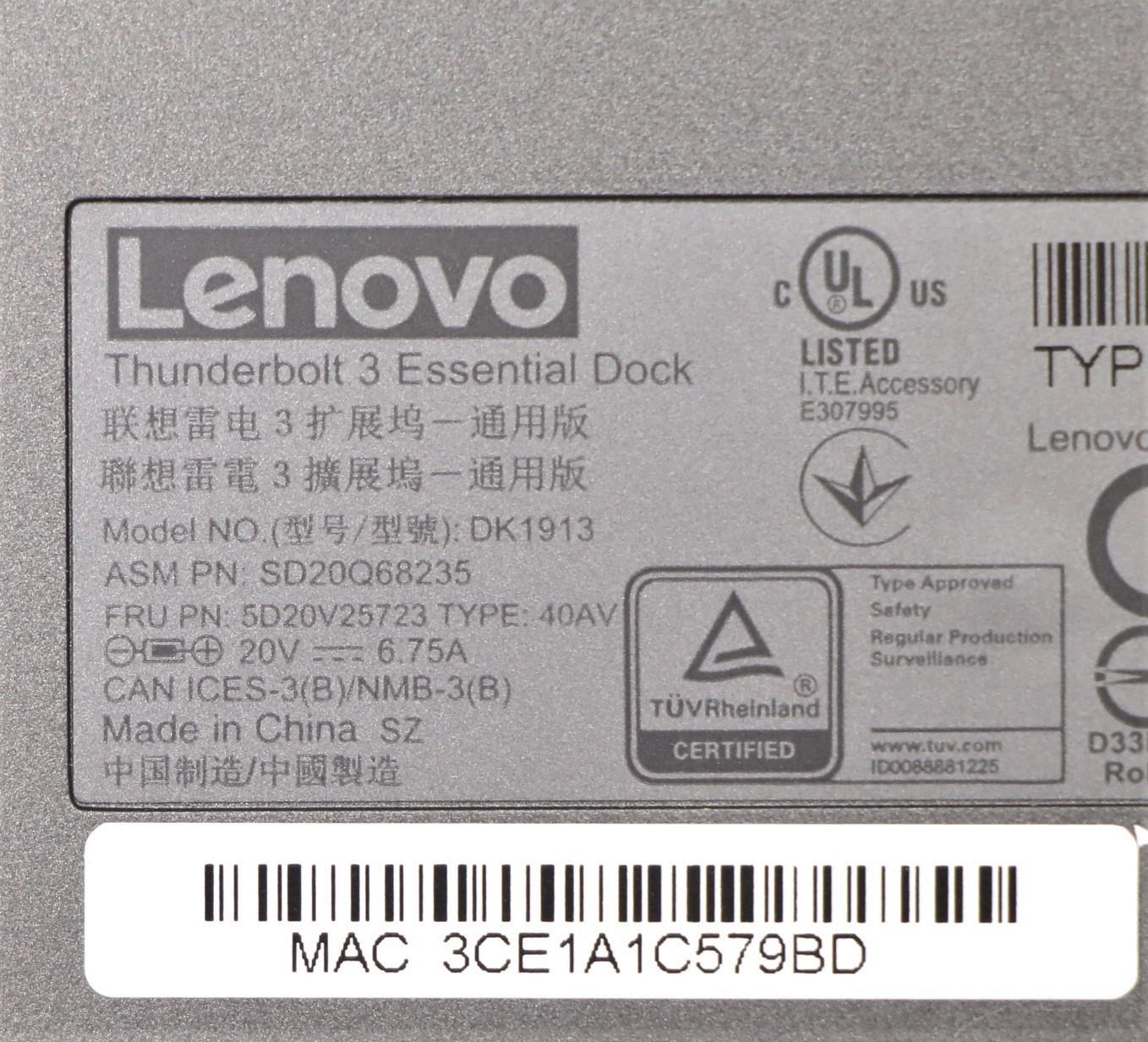 Lenovo 5D20V25723 Fru Of Tbt Ms Dock