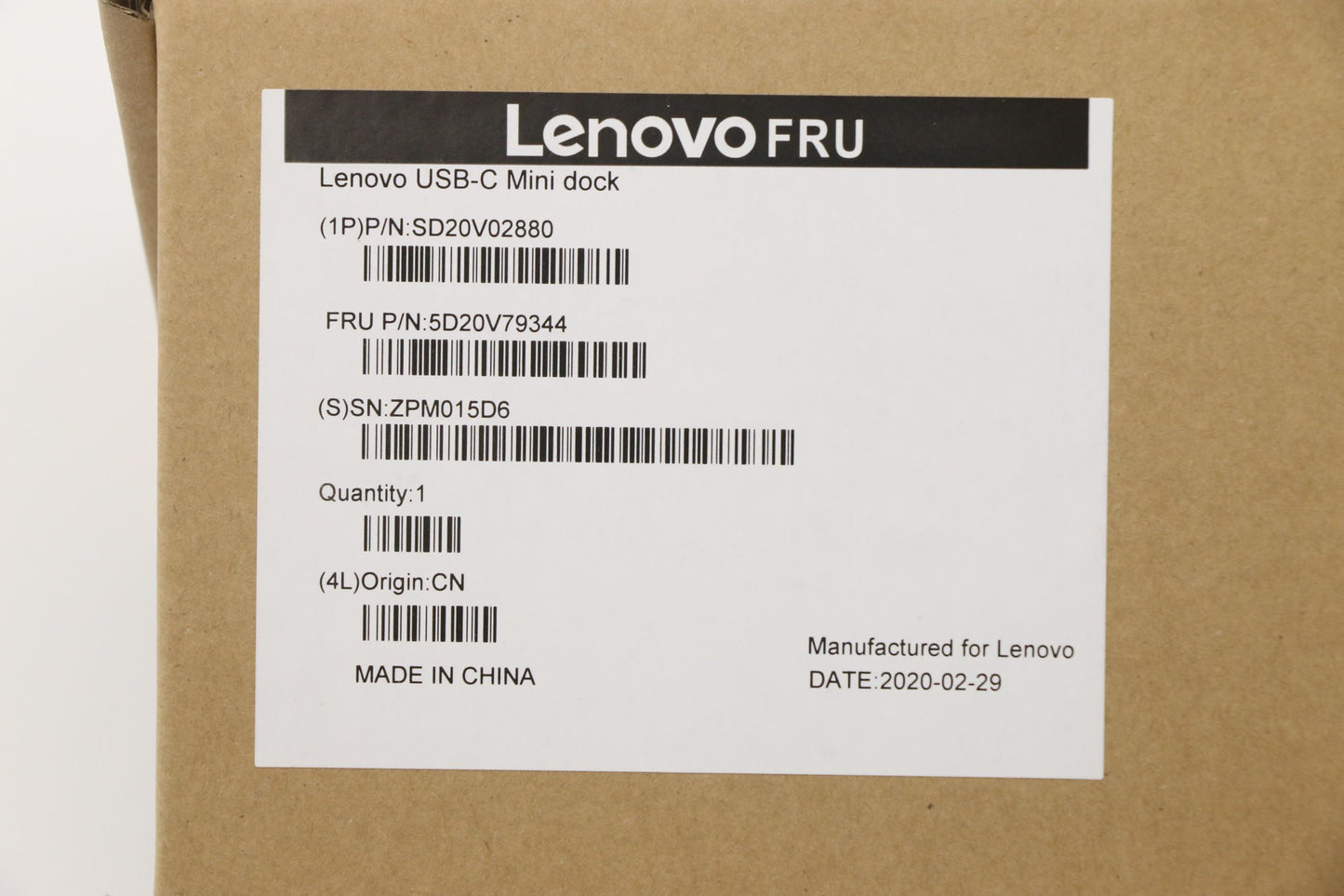 Lenovo Fru_Mini Dock - 5D20V79344