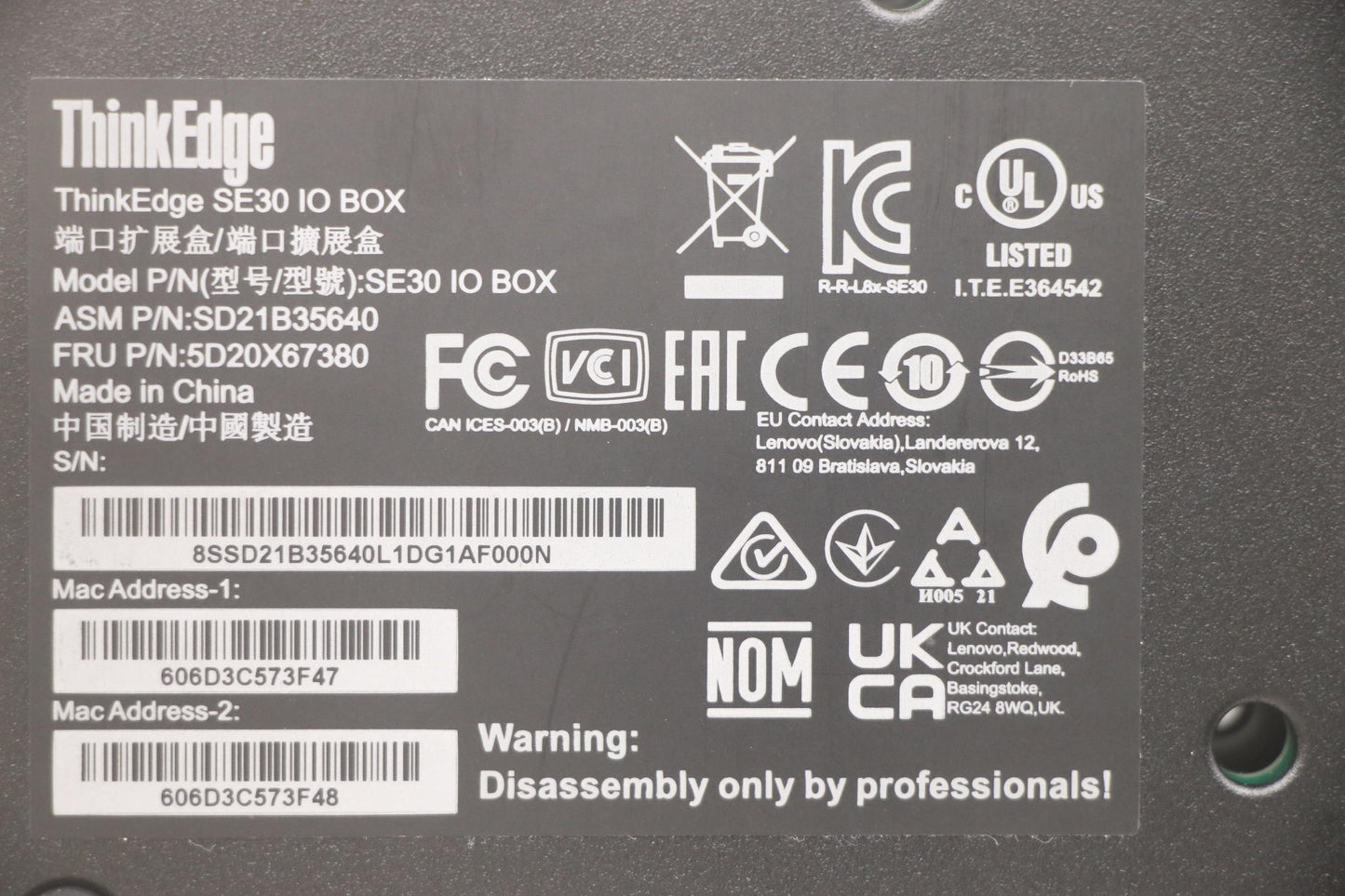 Lenovo Docking Nano Iot Iobox Wt - 5D20X67380