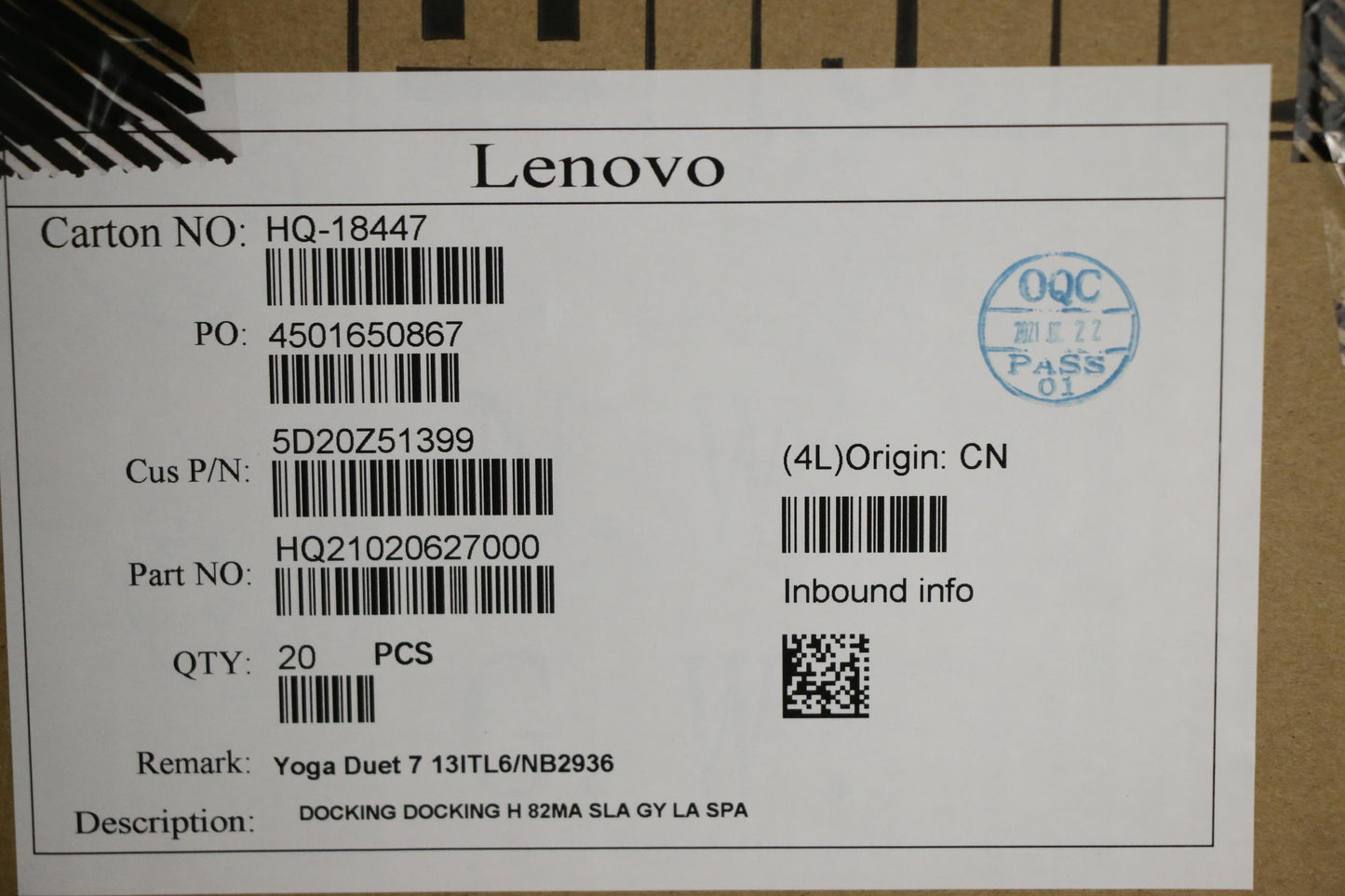 Lenovo 5D20Z51399 Docking Docking H 82Ma Sla Gy