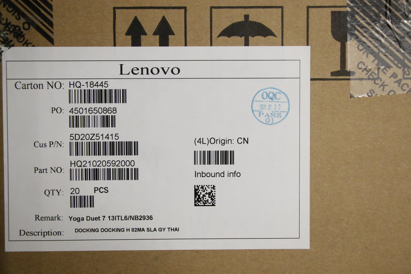 Lenovo 5D20Z51415 Docking Docking H 82Ma Sla Gy