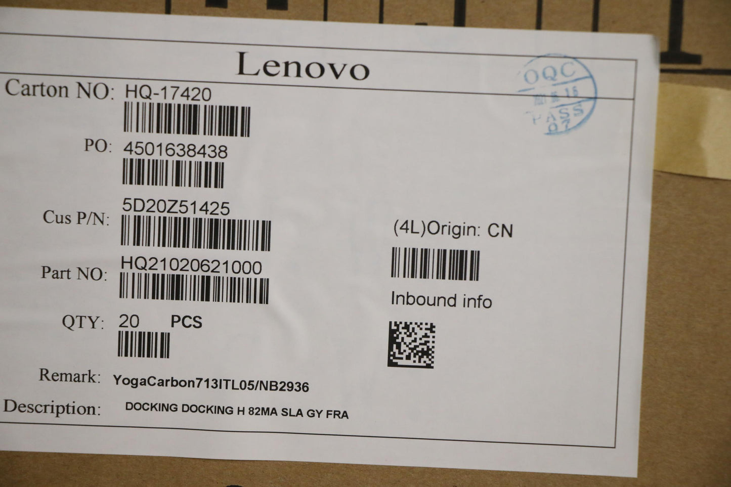 Lenovo 5D20Z51425 Docking Docking H 82Ma Sla Gy