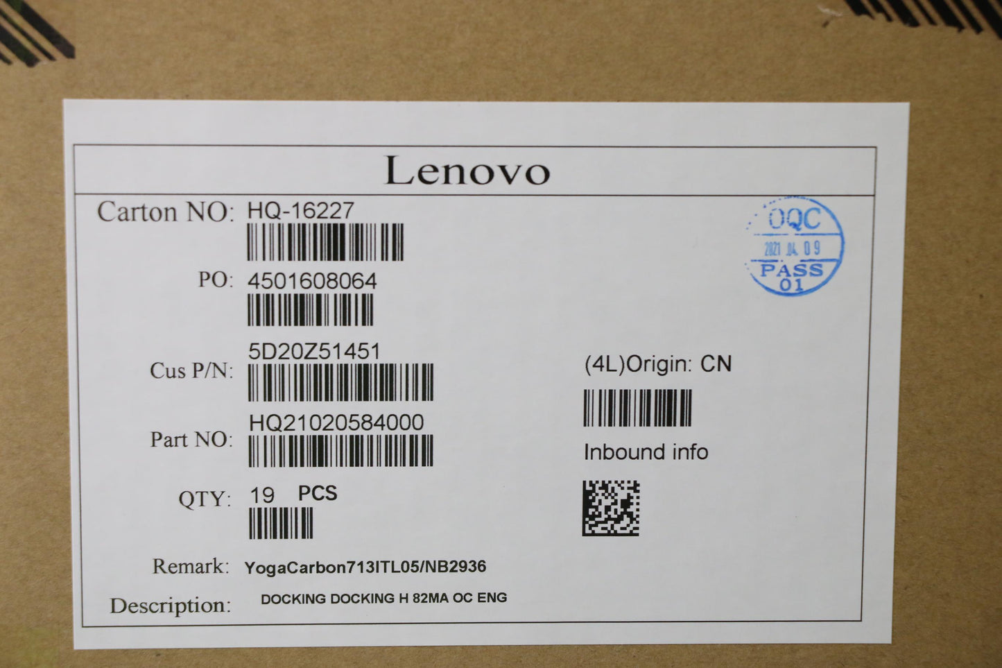 Lenovo 5D20Z51451 Docking Docking H 82Ma Oc Eng