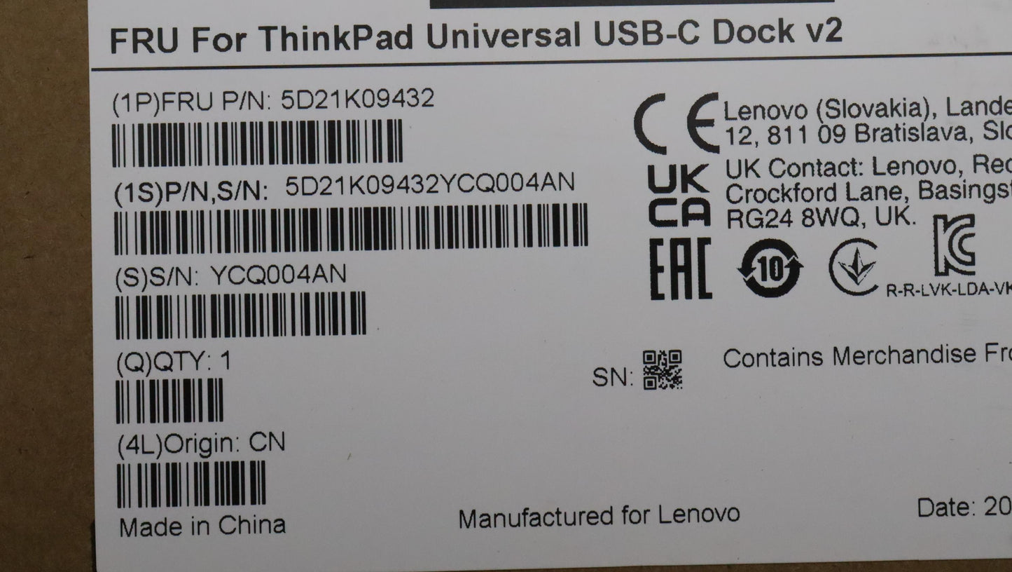 Lenovo Docking Fru For Usb-C Dock V2 - 5D21K09432