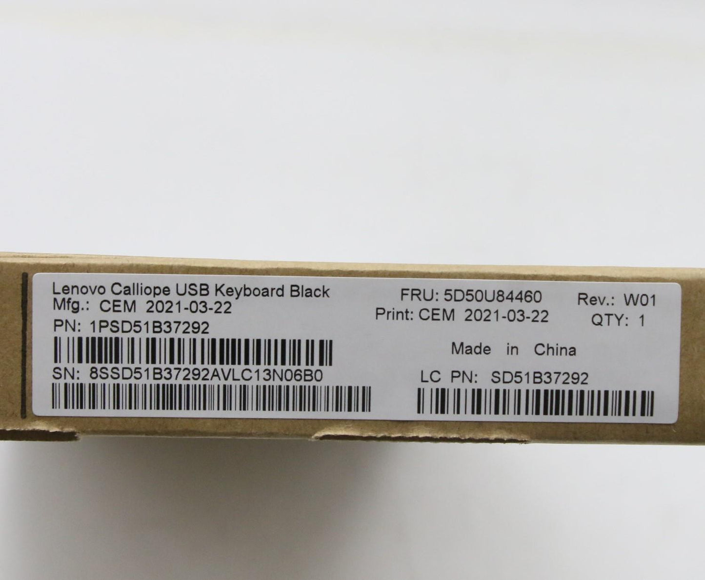 Lenovo Dt_Kyb Usb Calliope Kb Bk Por - 5D50U84460