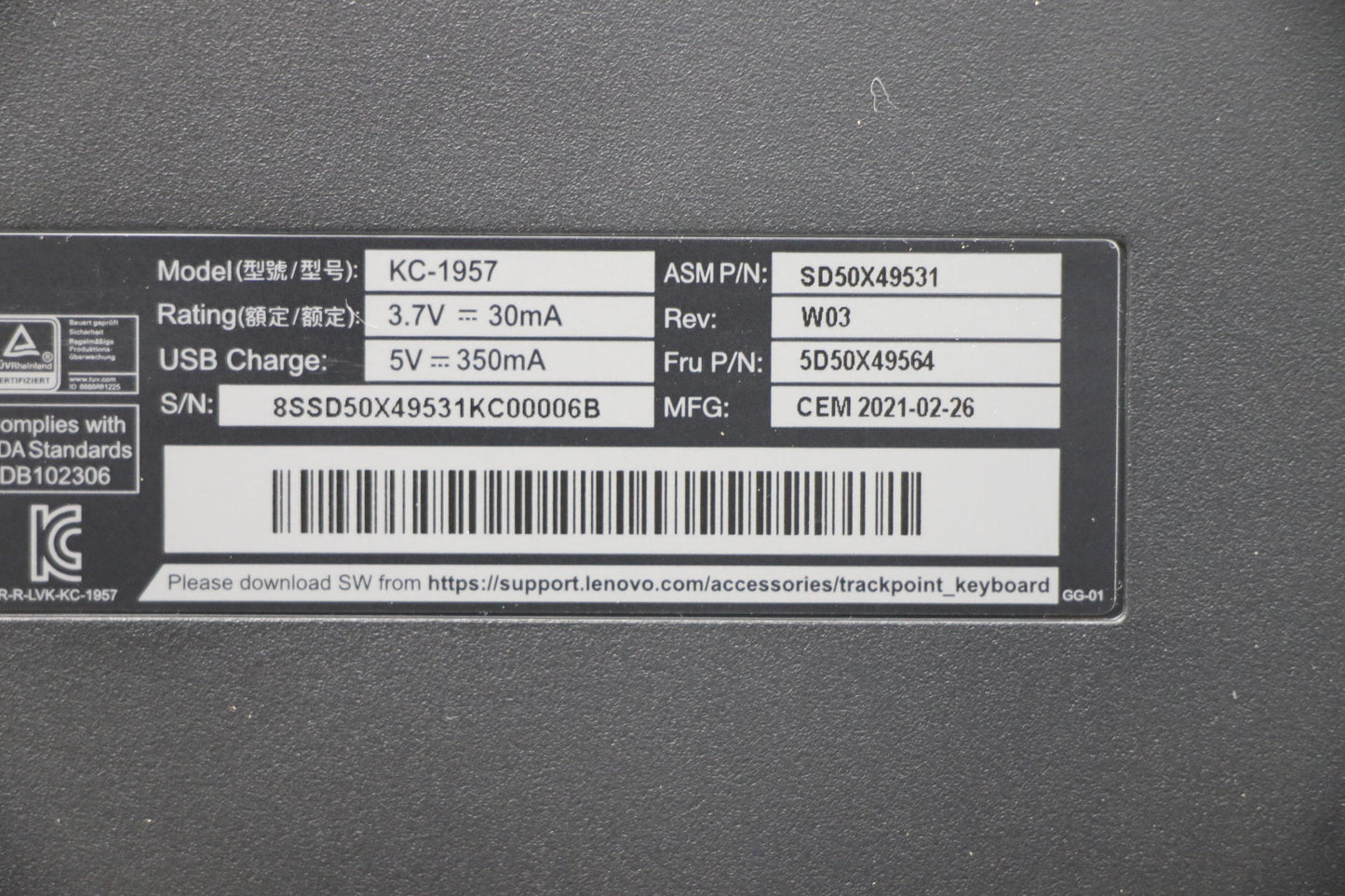 Lenovo Dt_Kyb Trackpoint Keyboard Ii - 5D50X49564