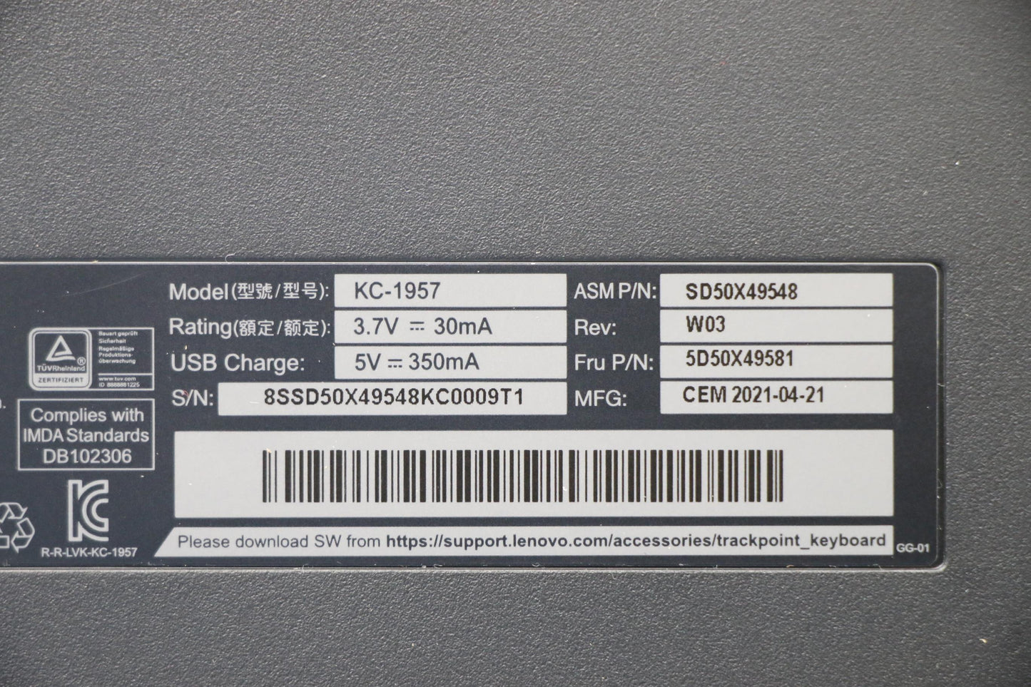 Lenovo Dt_Kyb Trackpoint Keyboard Ii - 5D50X49581