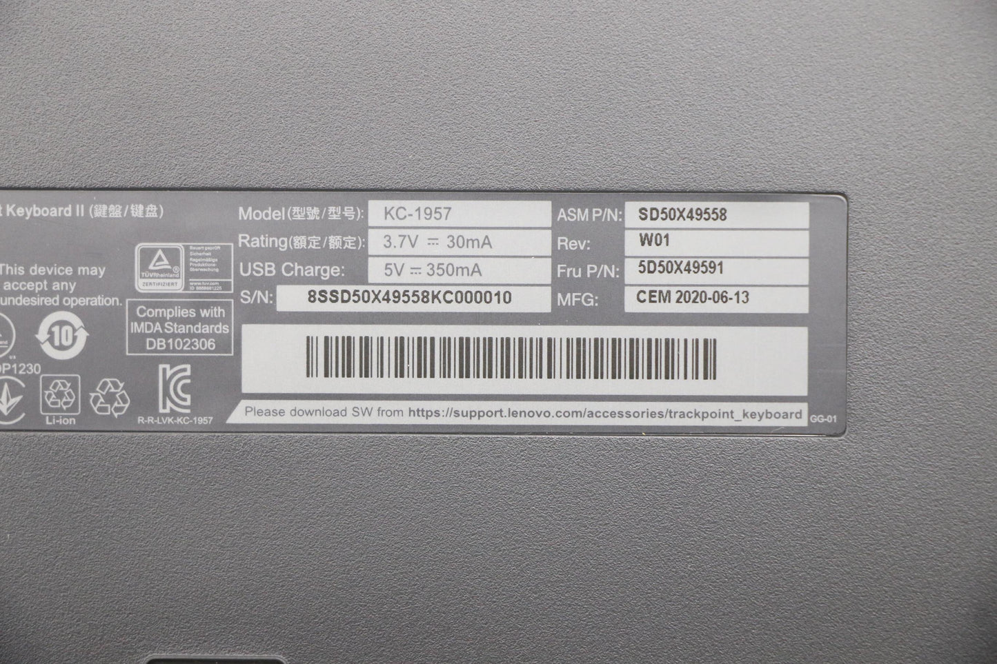 Lenovo Dt_Kyb Trackpoint Keyboard Ii - 5D50X49591
