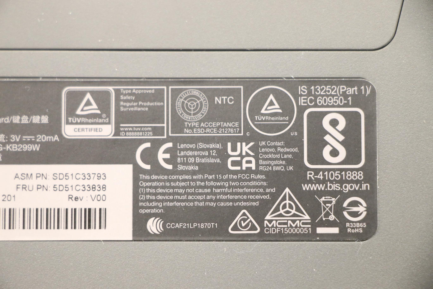 Lenovo Kyb_Mouse Split Kbd-Us English - 5D51C33838