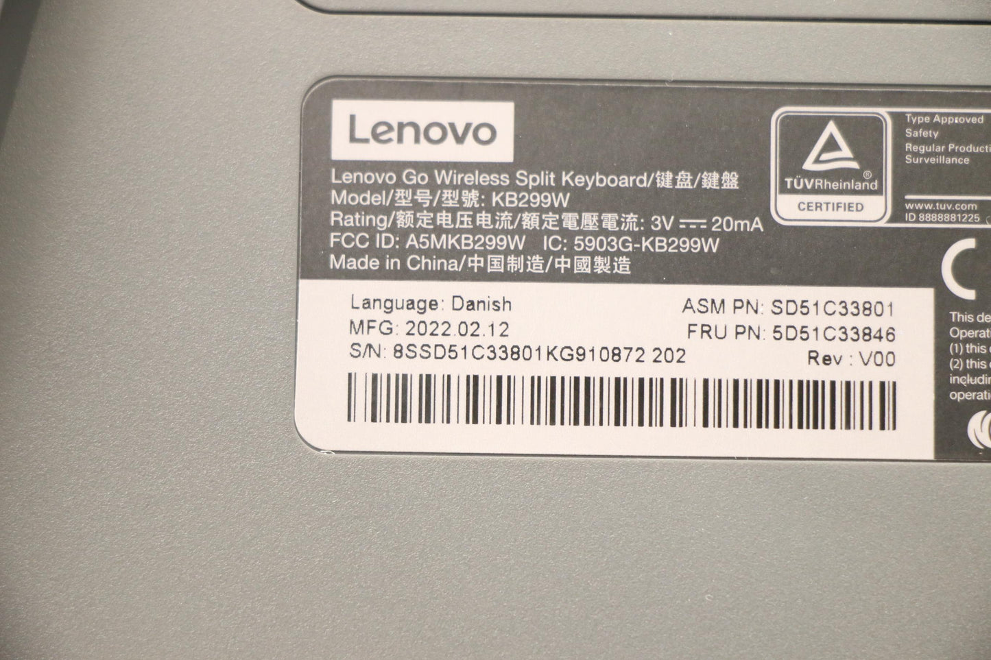 Lenovo Kyb_Mouse Split Kbd-Danish - 5D51C33846
