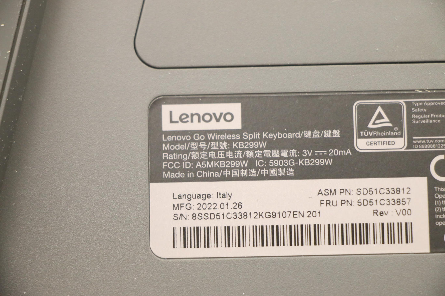 Lenovo Kyb_Mouse Split Kbd-Italy - 5D51C33857