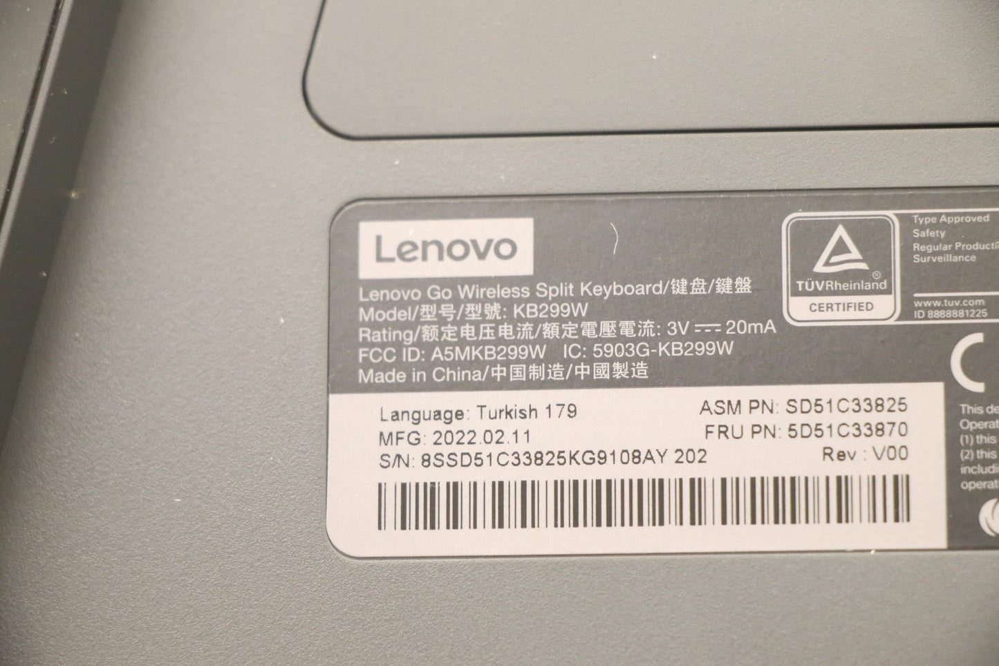 Lenovo Kyb_Mouse Split Kbd-Turkish 17 - 5D51C33870