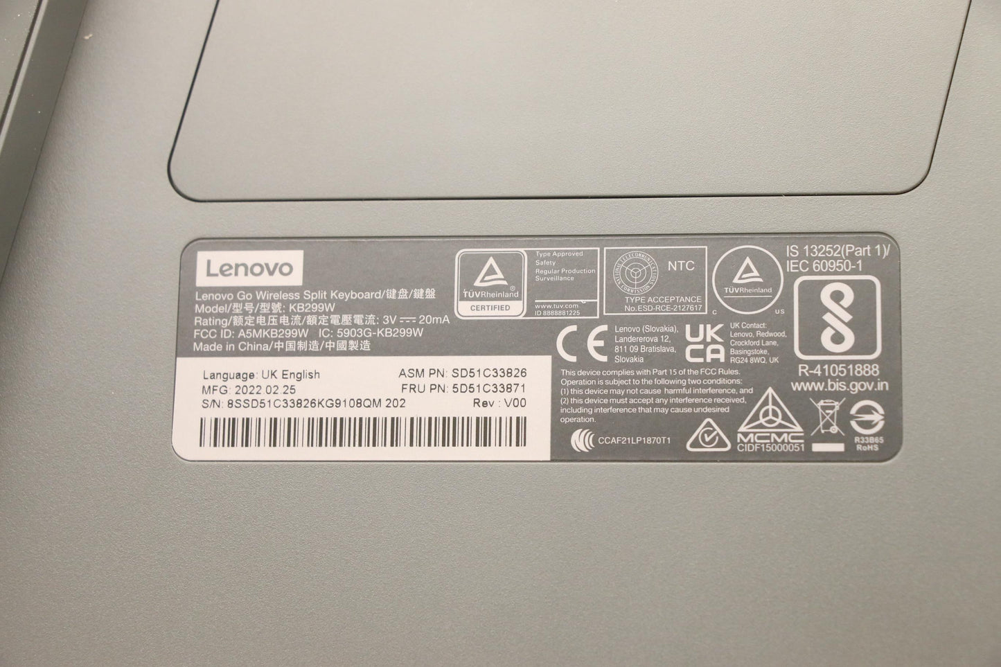 Lenovo Kyb_Mouse Split Kbd-Uk English - 5D51C33871