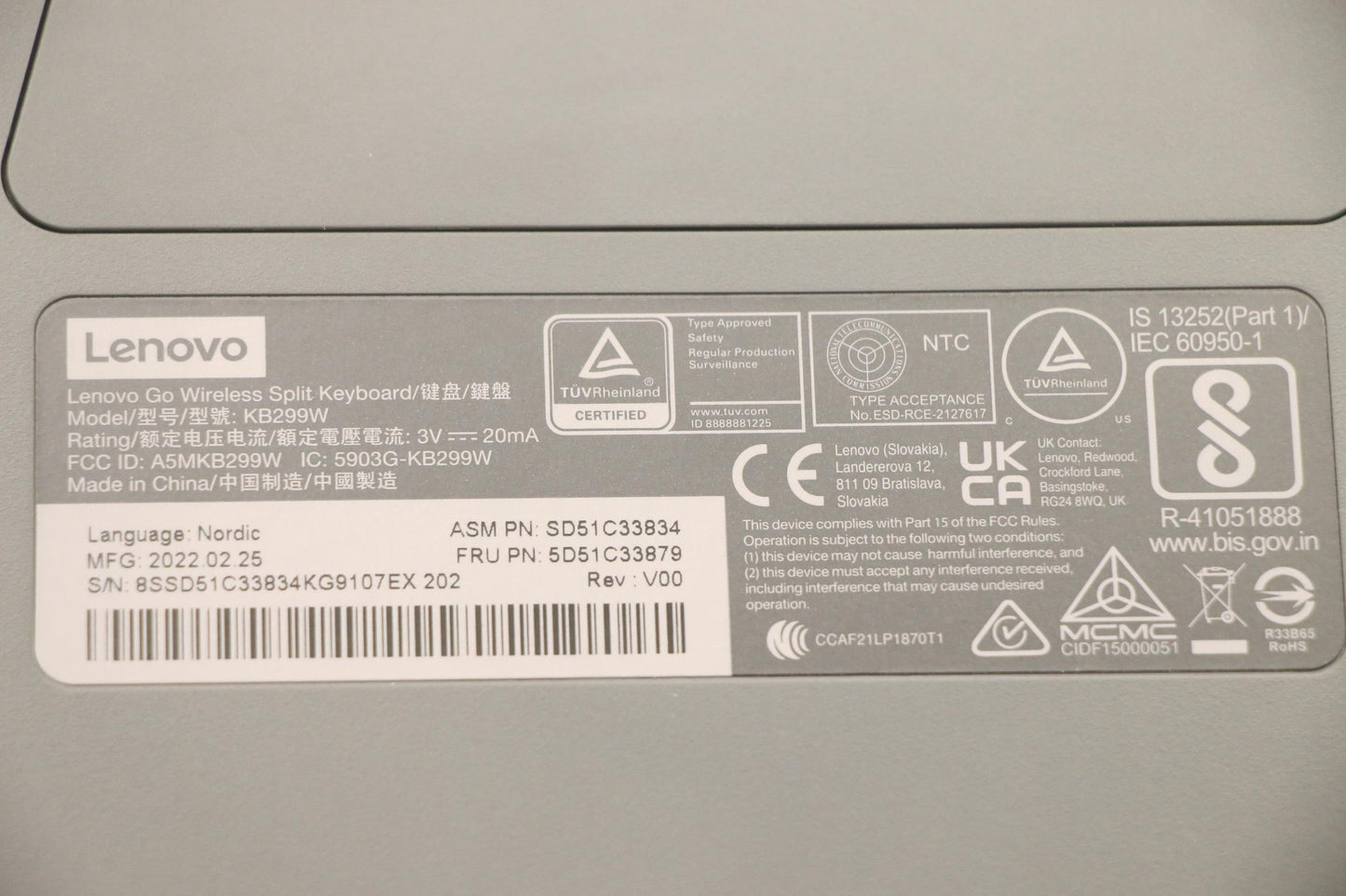 Lenovo Kyb_Mouse Split Kbd-Nordic - 5D51C33879