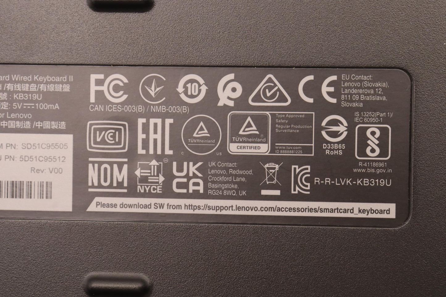 Lenovo Dt_Kyb Smc Kbd-Tra Cn/Us Eng - 5D51C95512