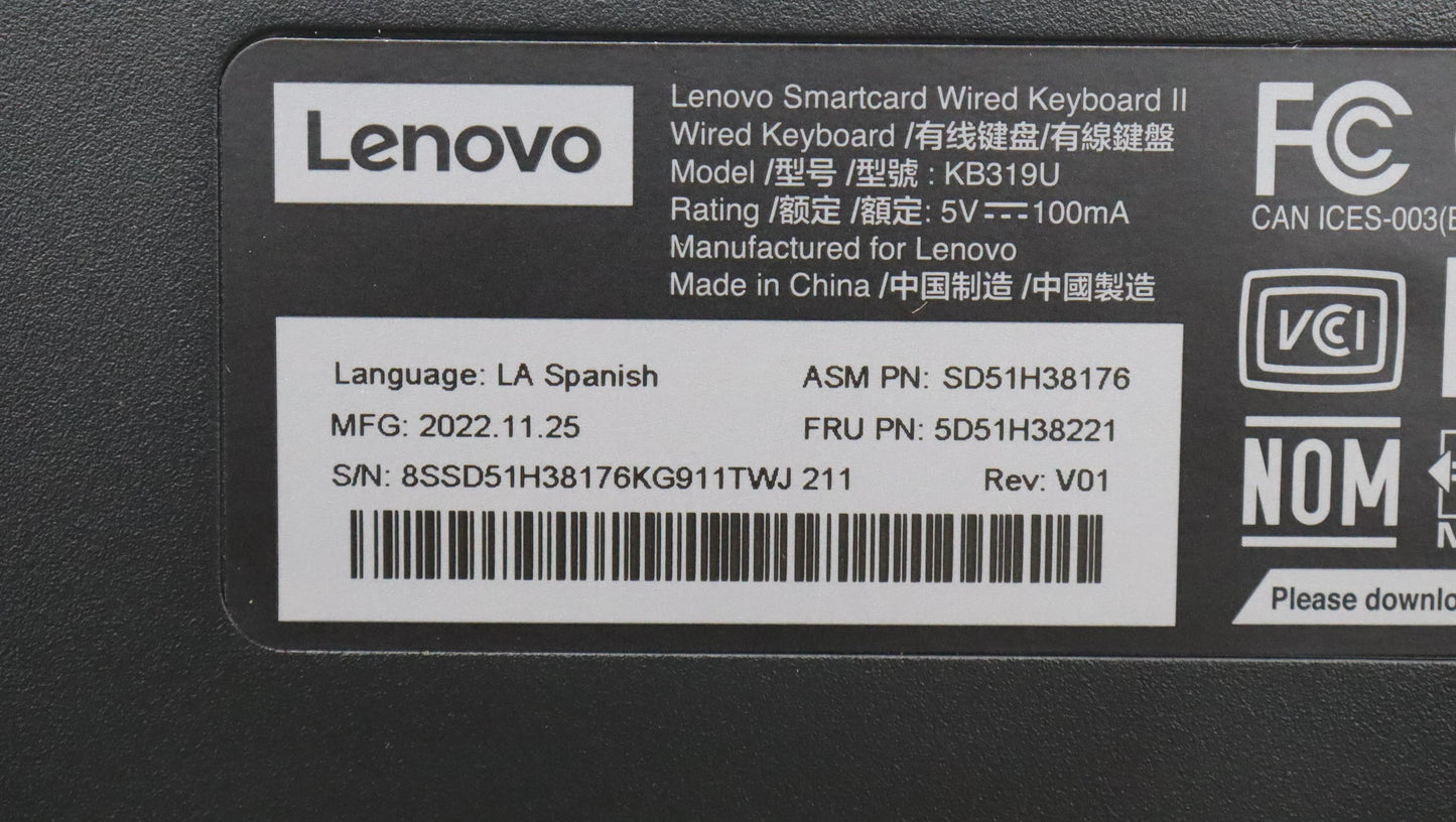 Lenovo Dt_Kyb Smc Kbd-La Spanish - 5D51H38221