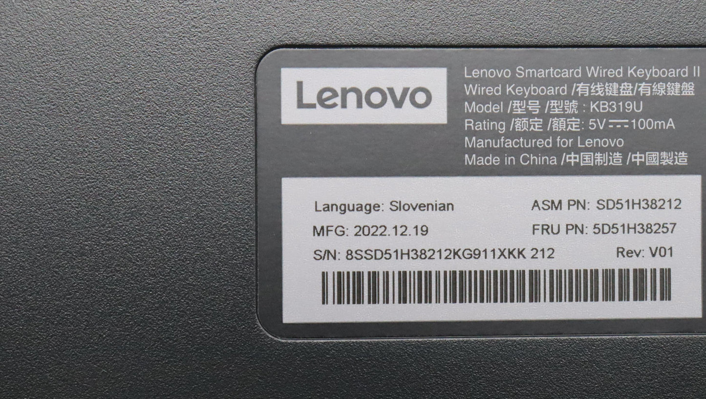 Lenovo Dt_Kyb Smc Kbd-Slovenian - 5D51H38257