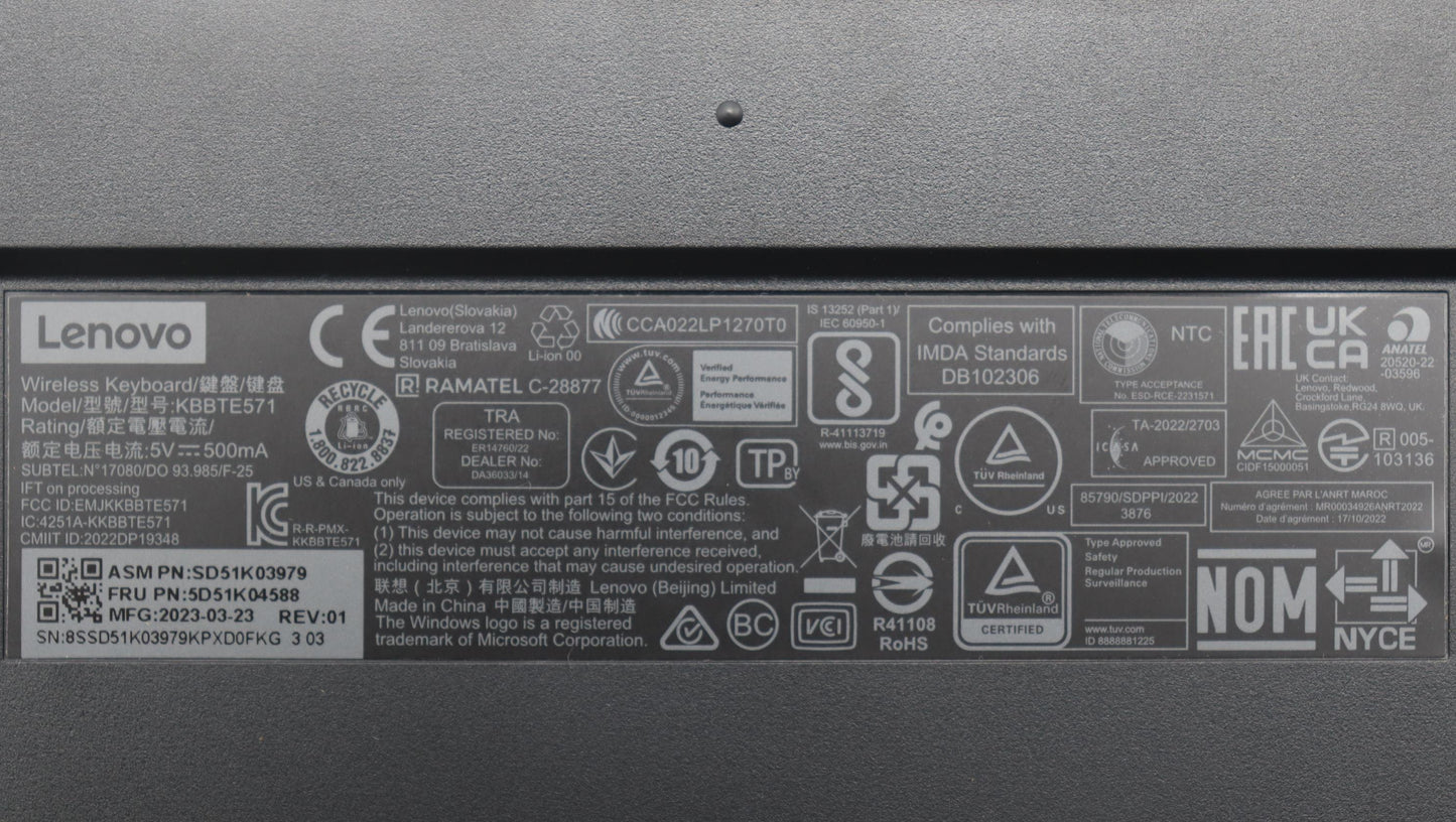 Lenovo Dt_Kyb Ultraslim Kb Gen Ii-Us - 5D51K04588