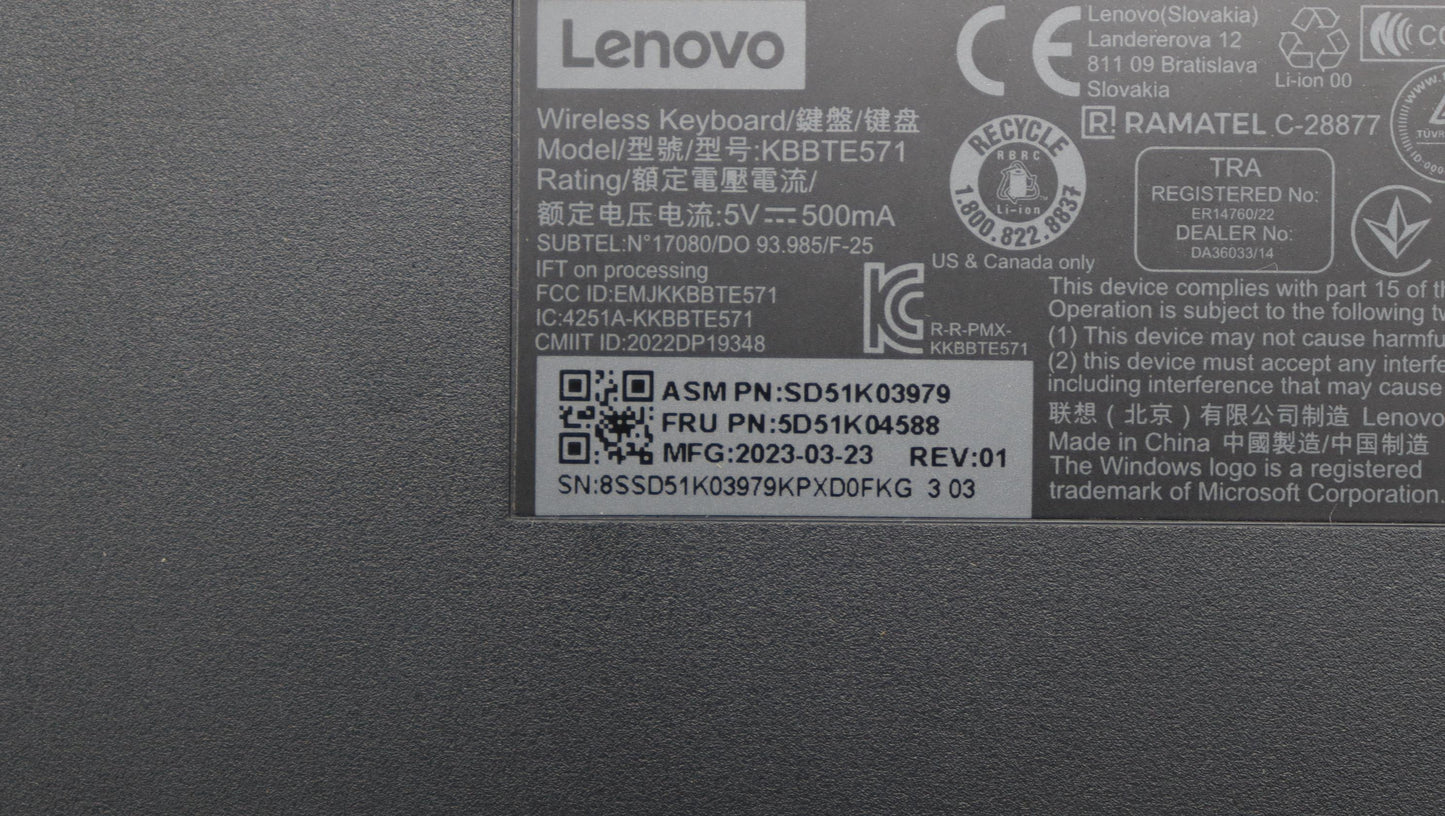 Lenovo Dt_Kyb Ultraslim Kb Gen Ii-Us - 5D51K04588