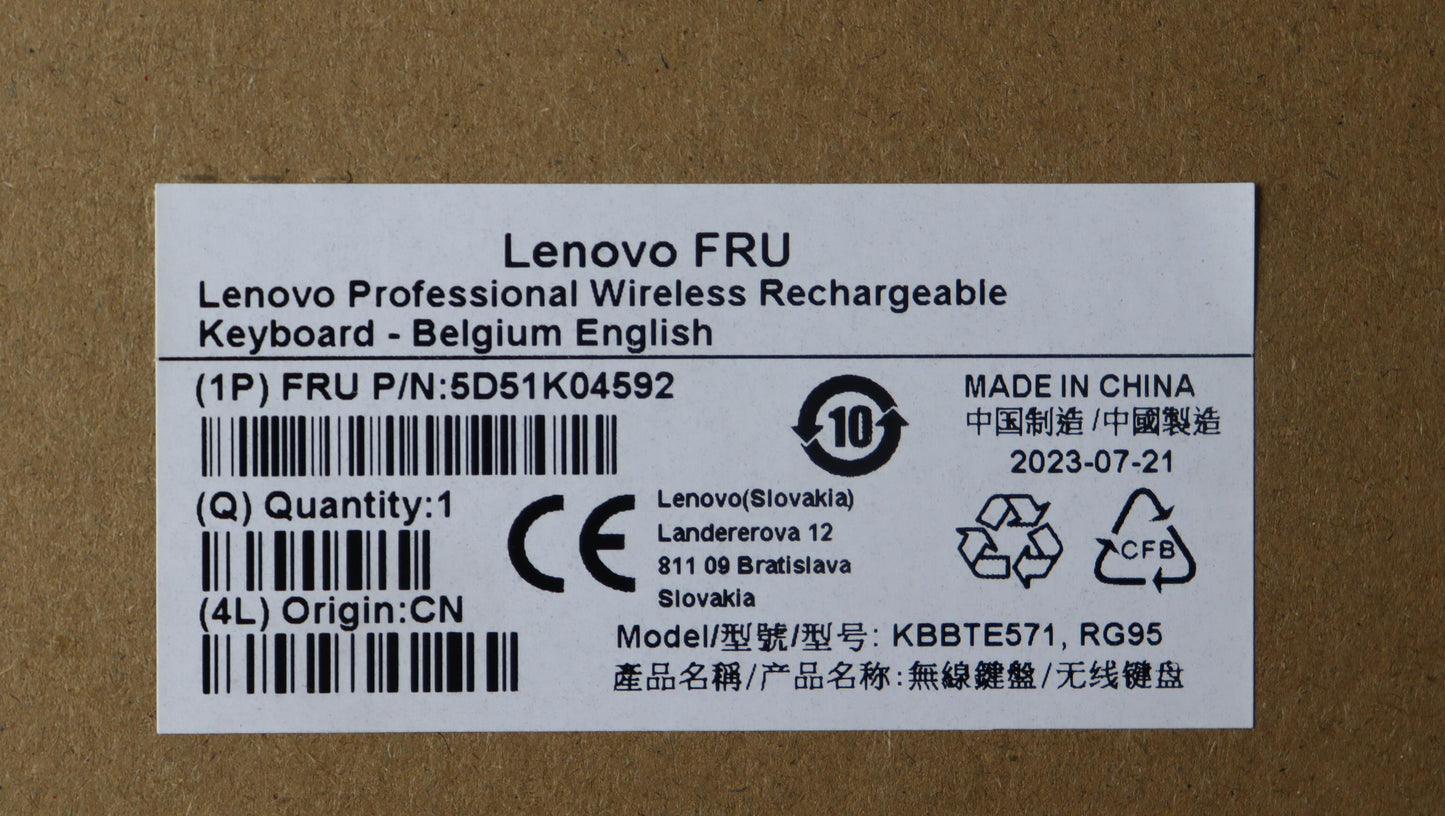 Lenovo Dt_Kyb Slim Kb Ii-Belgium Engl - 5D51K04592