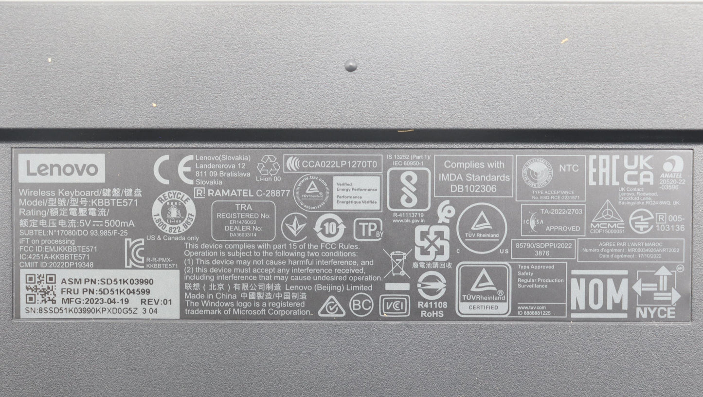Lenovo Dt_Kyb Slim Kb Ii-French - 5D51K04599