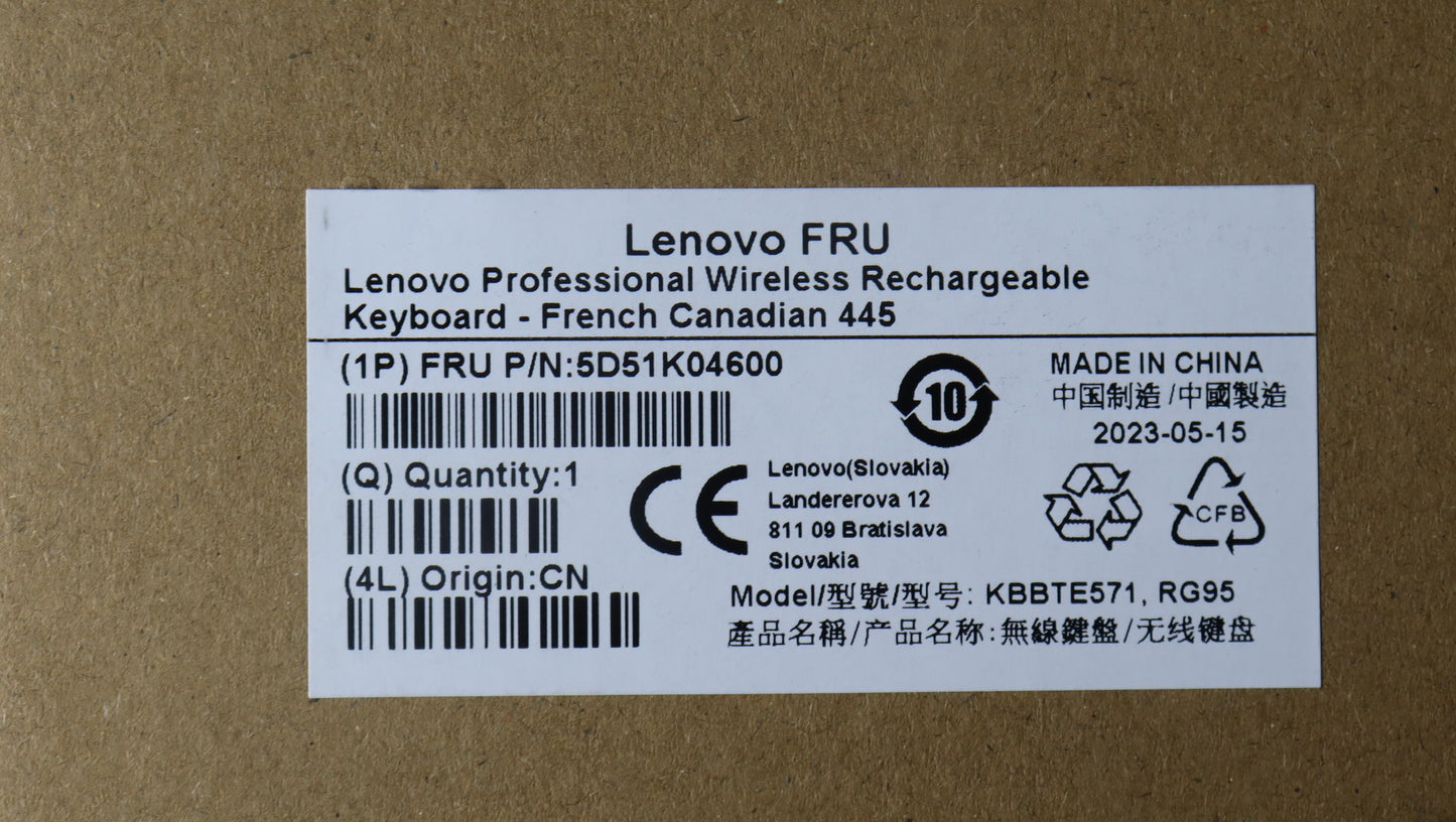 Lenovo Dt_Kyb Slim Kb Ii-French Canad - 5D51K04600