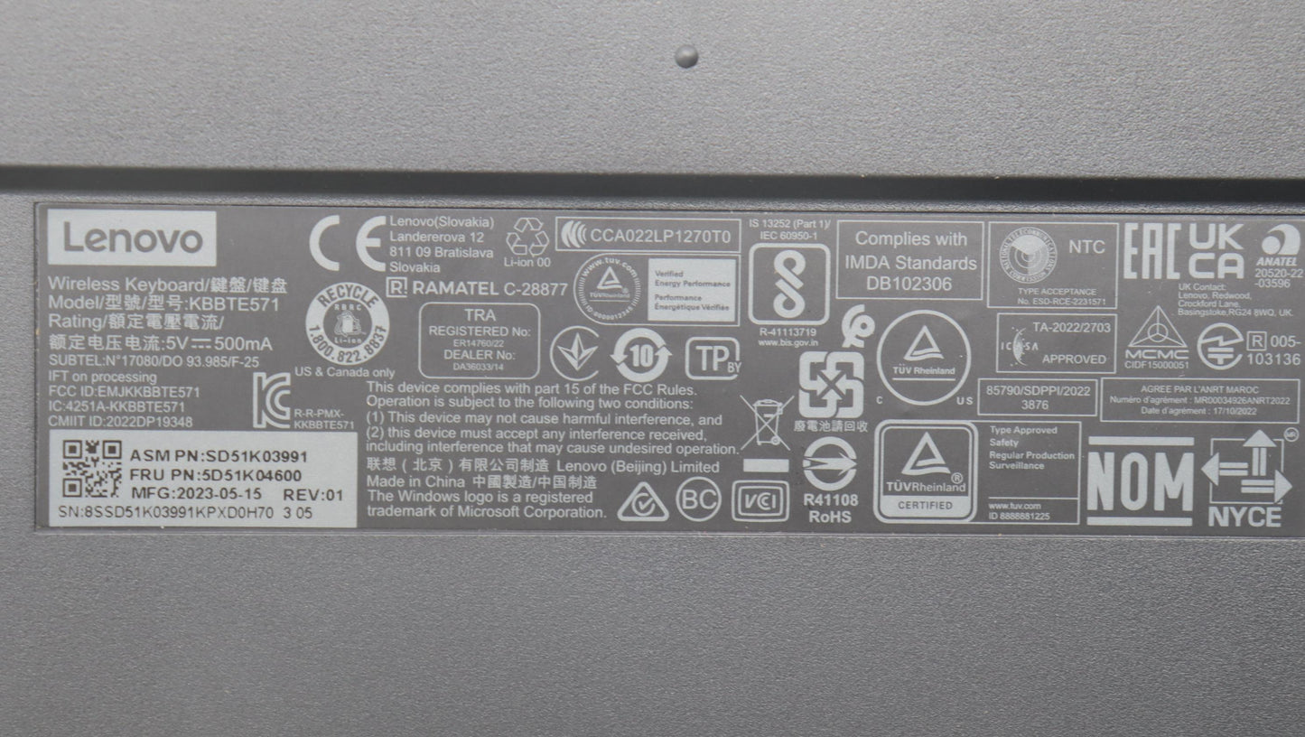 Lenovo Dt_Kyb Slim Kb Ii-French Canad - 5D51K04600